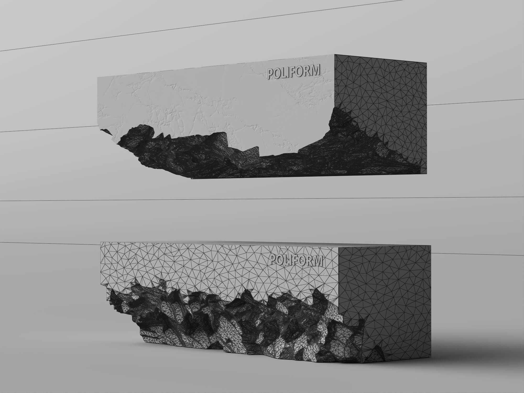 Raw Edge Marble Console Table Asset Pack 3D Model
