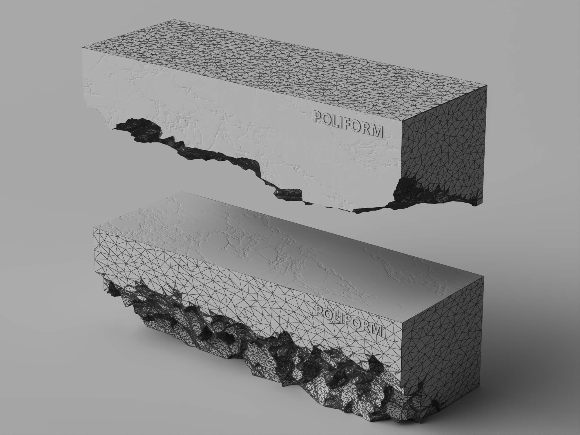 Raw Edge Marble Console Table Asset Pack 3D Model
