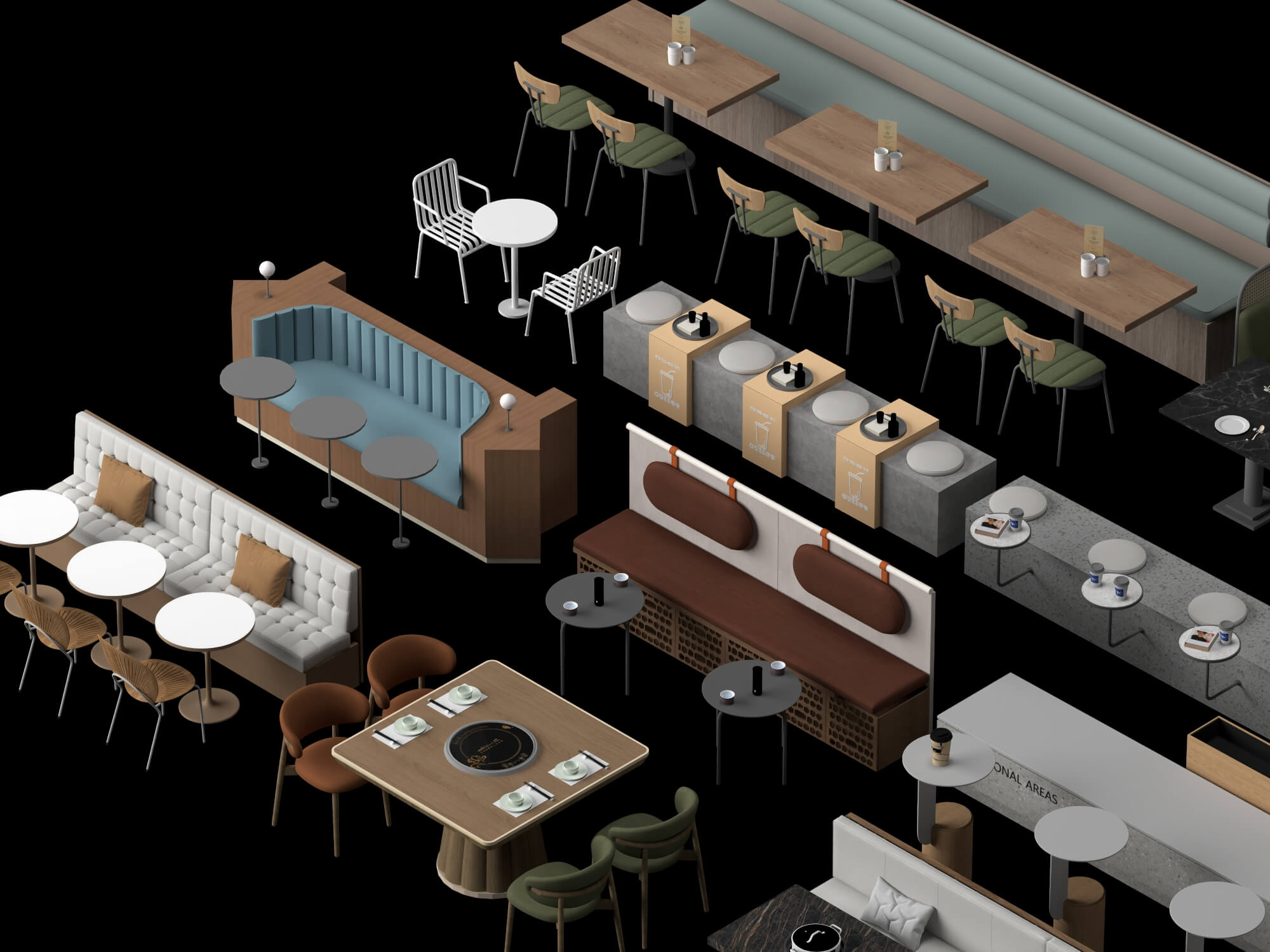 Restaurant Booth and Dining Furniture Pack 3D Model