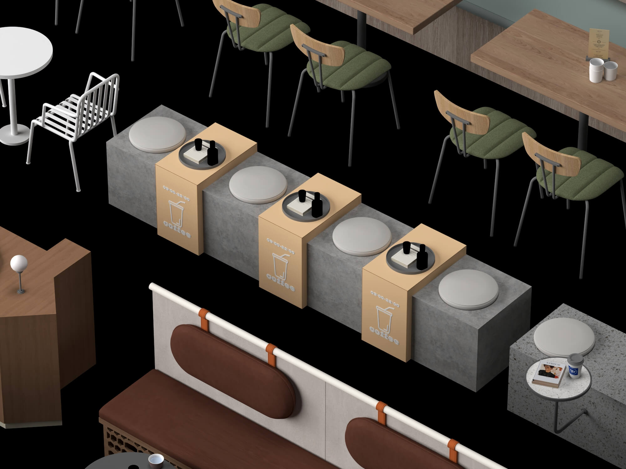 Restaurant Booth and Dining Furniture Pack 3D Model
