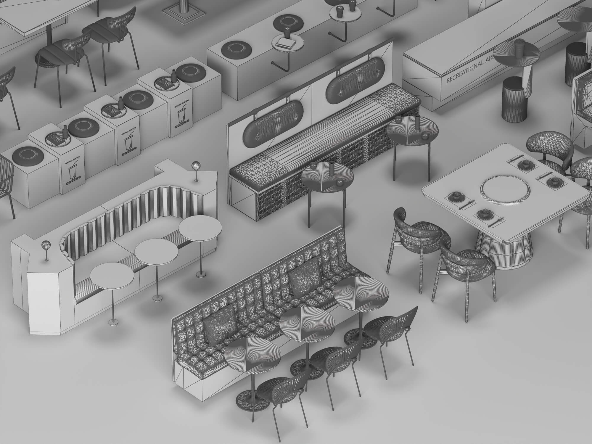 Restaurant Booth and Dining Furniture Pack 3D Model