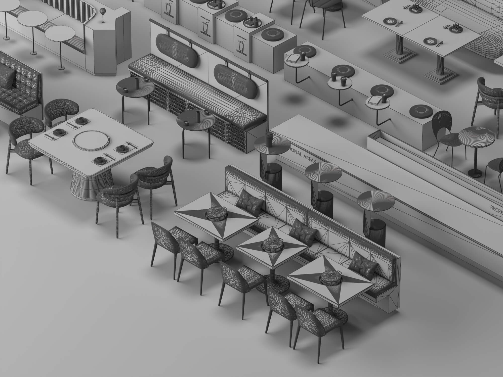 Restaurant Booth and Dining Furniture Pack 3D Model