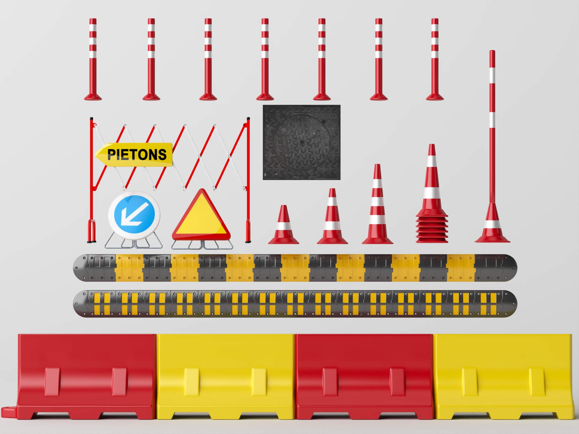 Road Construction Traffic Props 3D Model 3D Model
