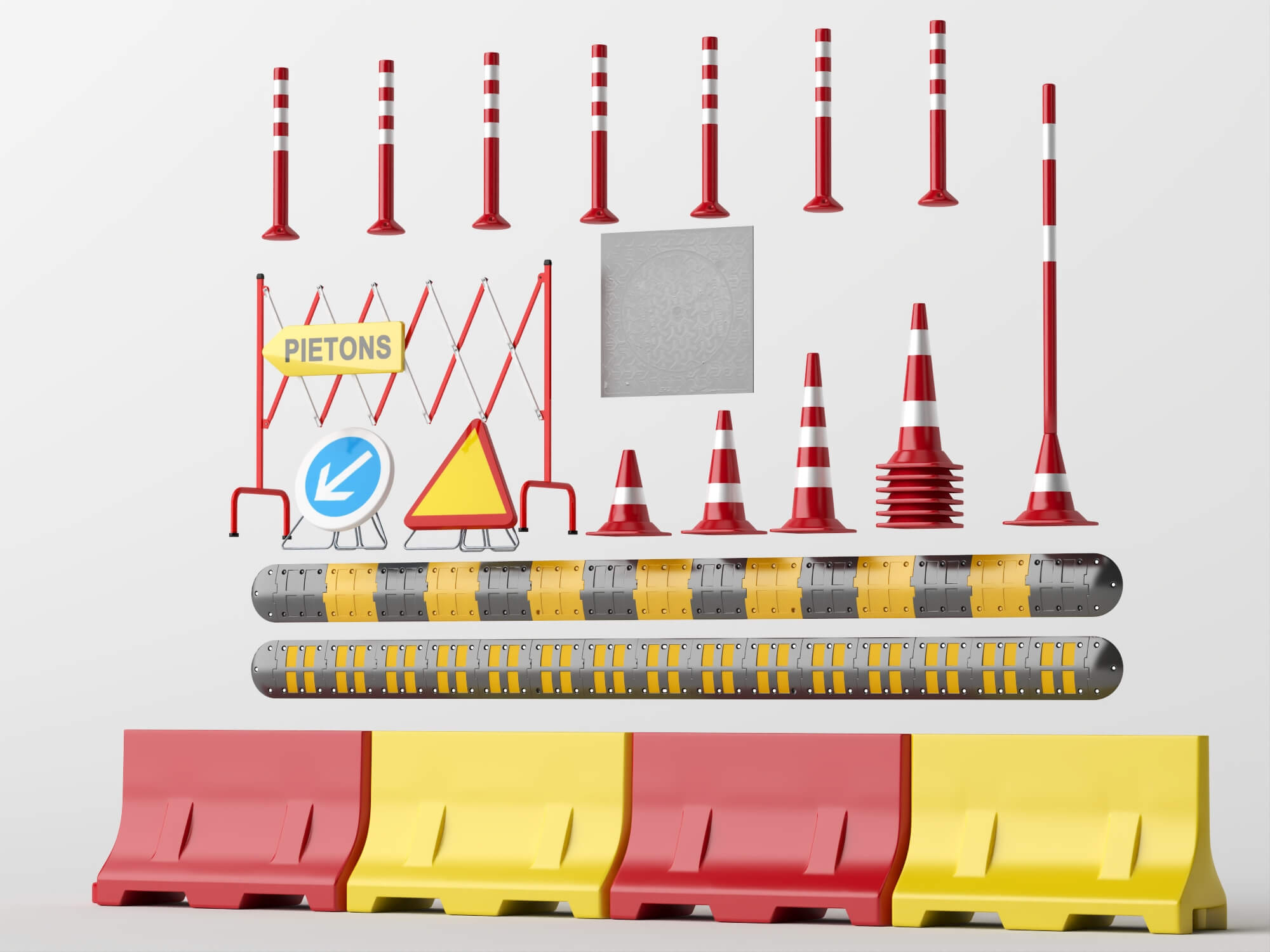 Road Construction Traffic Props 3D Model 3D Model