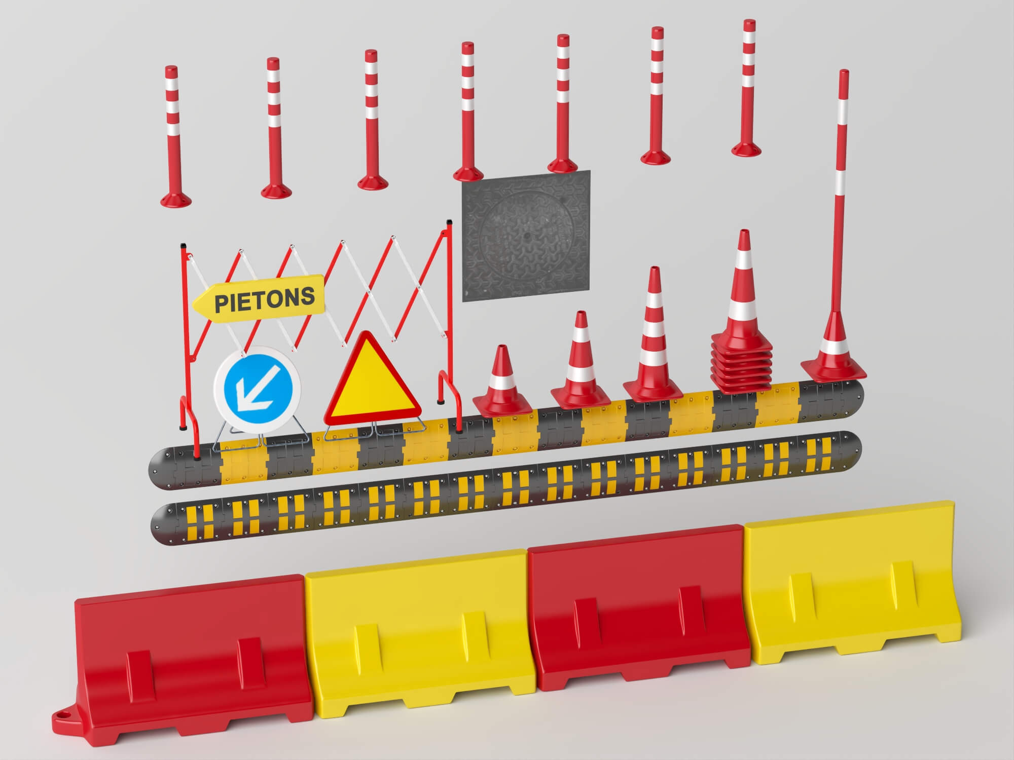 Road Construction Traffic Props 3D Model 3D Model