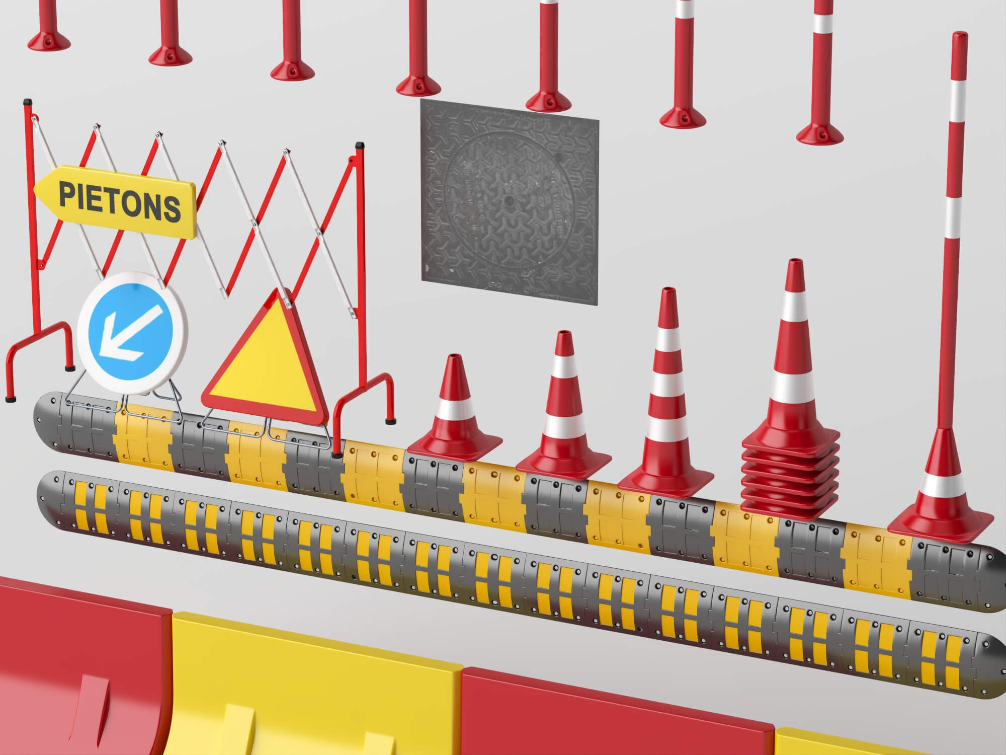 Road Construction Traffic Props 3D Model 3D Model