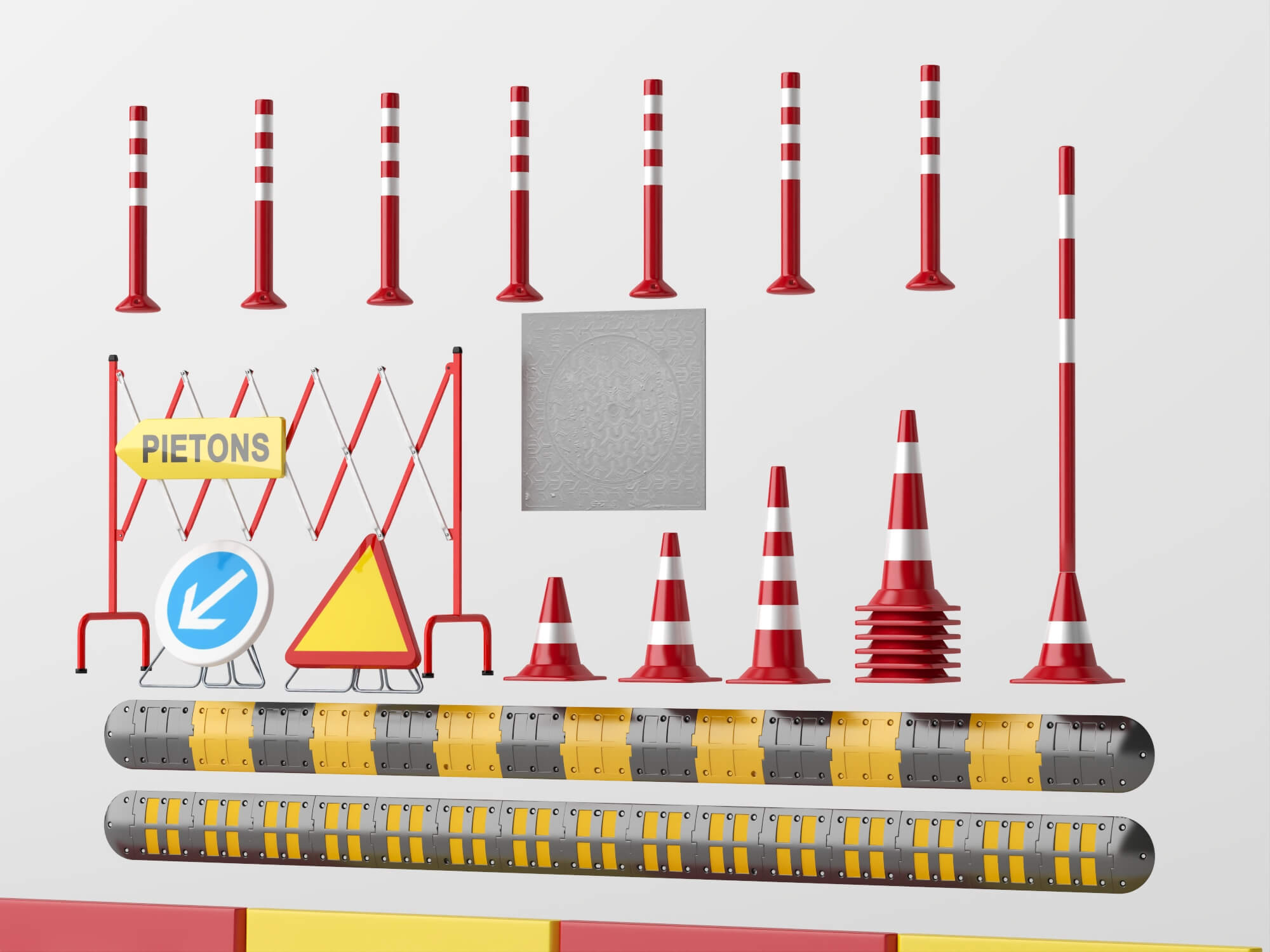 Road Construction Traffic Props 3D Model 3D Model