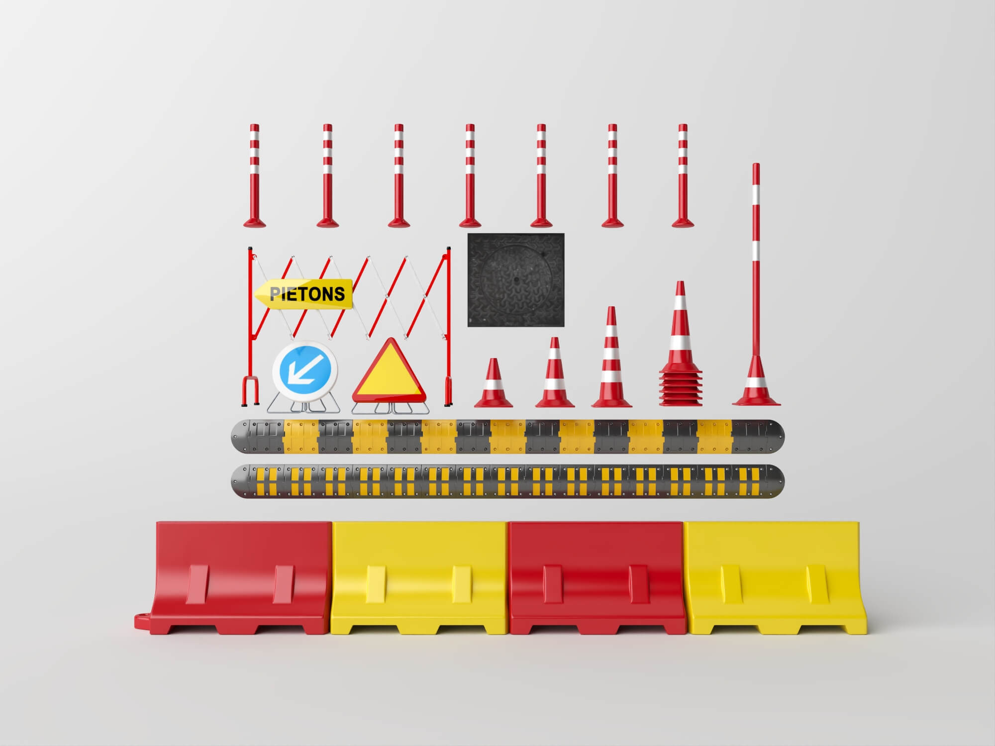 Road Construction Traffic Props 3D Model 3D Model
