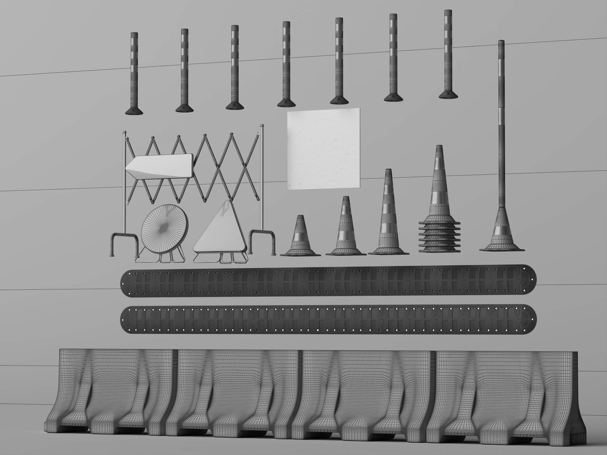 Road Construction Traffic Props 3D Model 3D Model