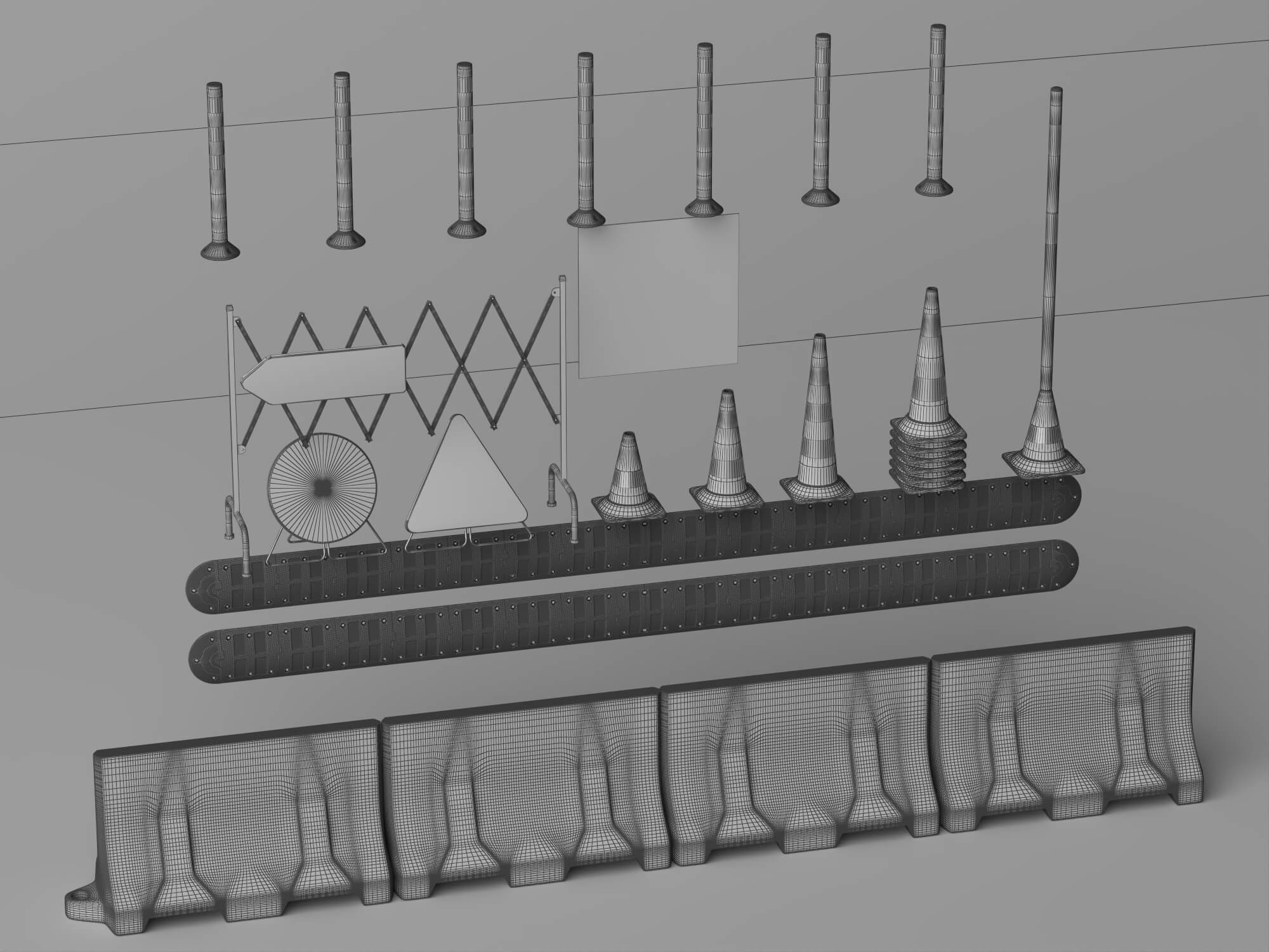 Road Construction Traffic Props 3D Model 3D Model