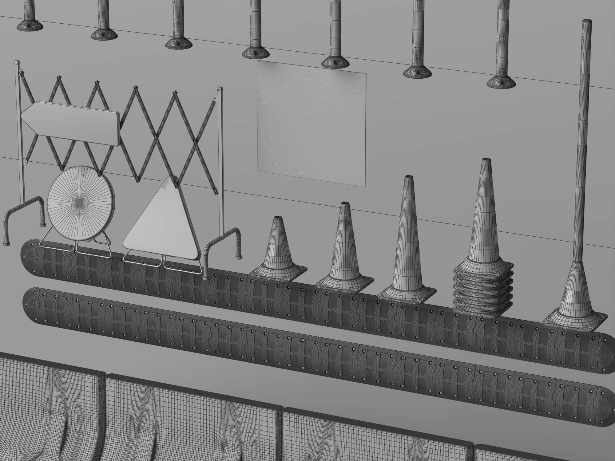Road Construction Traffic Props 3D Model 3D Model
