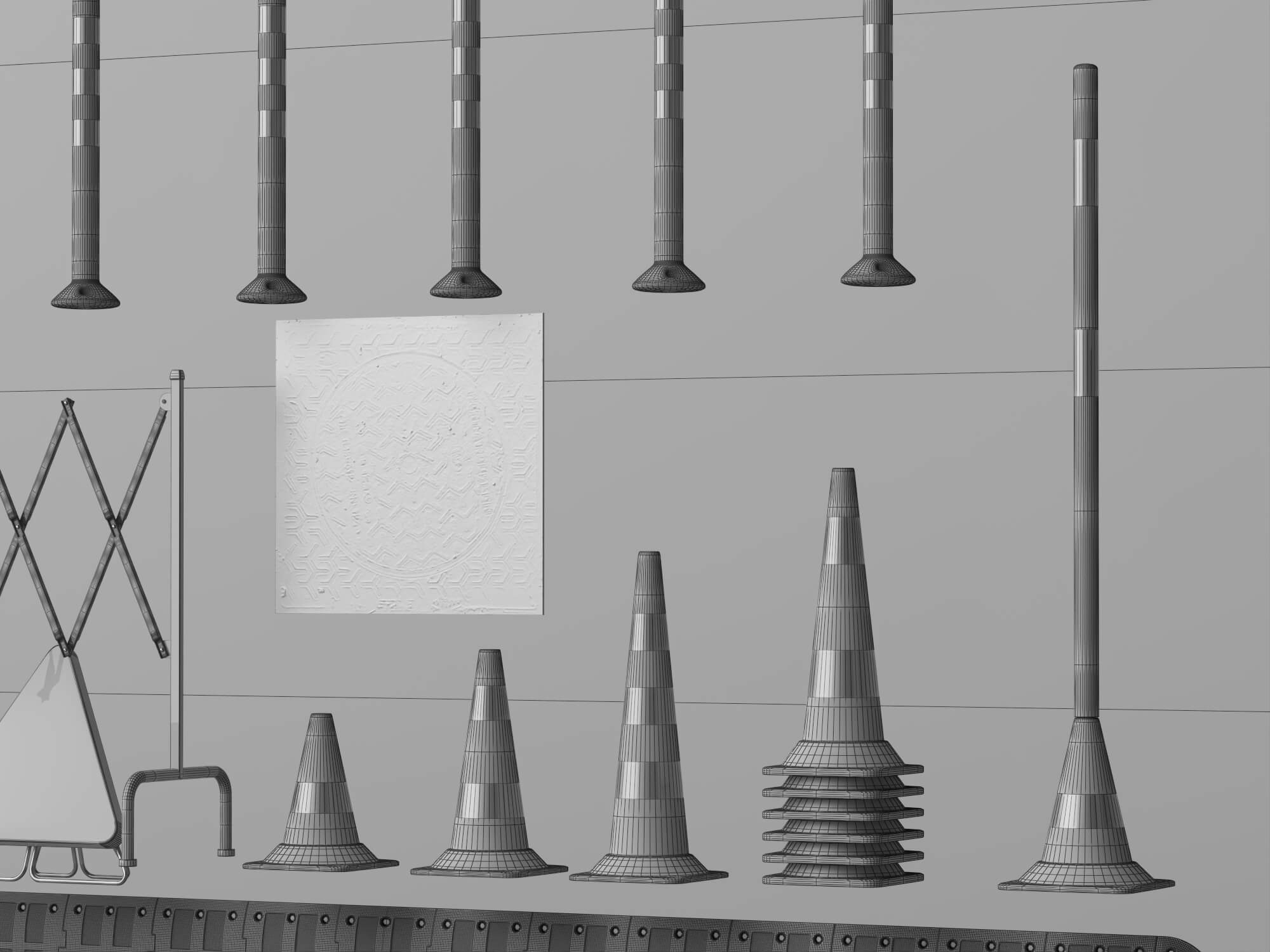 Road Construction Traffic Props 3D Model 3D Model