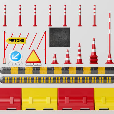Road Construction Traffic Props 3D Model