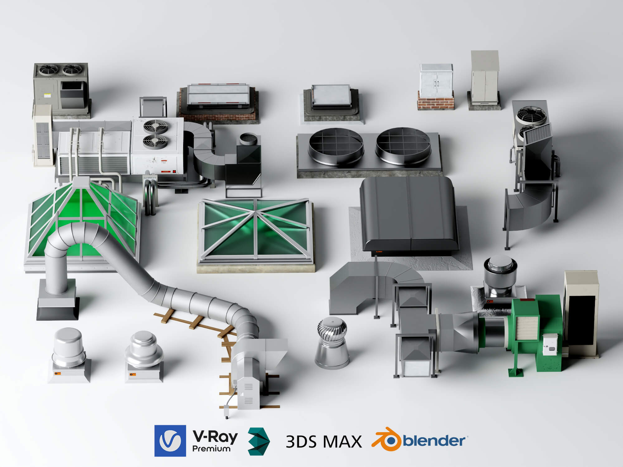 Rooftop HVAC Mechanical Pack 3D Model 3D Model