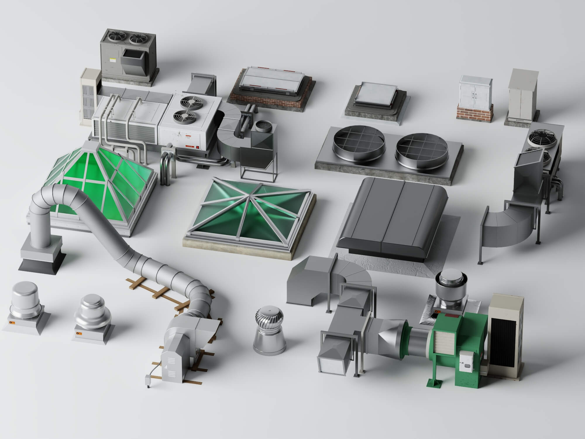 Rooftop HVAC Mechanical Pack 3D Model 3D Model