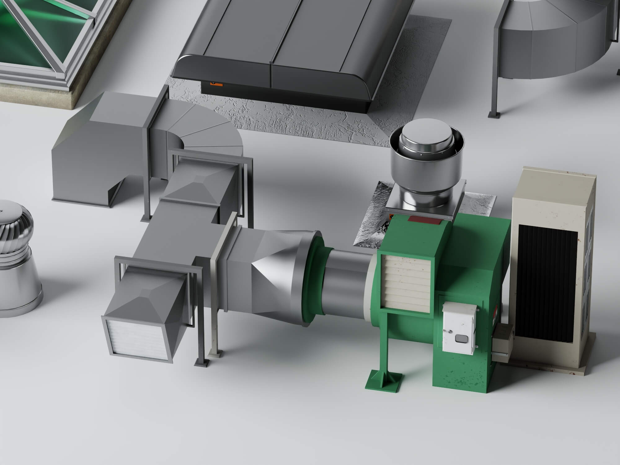 Rooftop HVAC Mechanical Pack 3D Model 3D Model