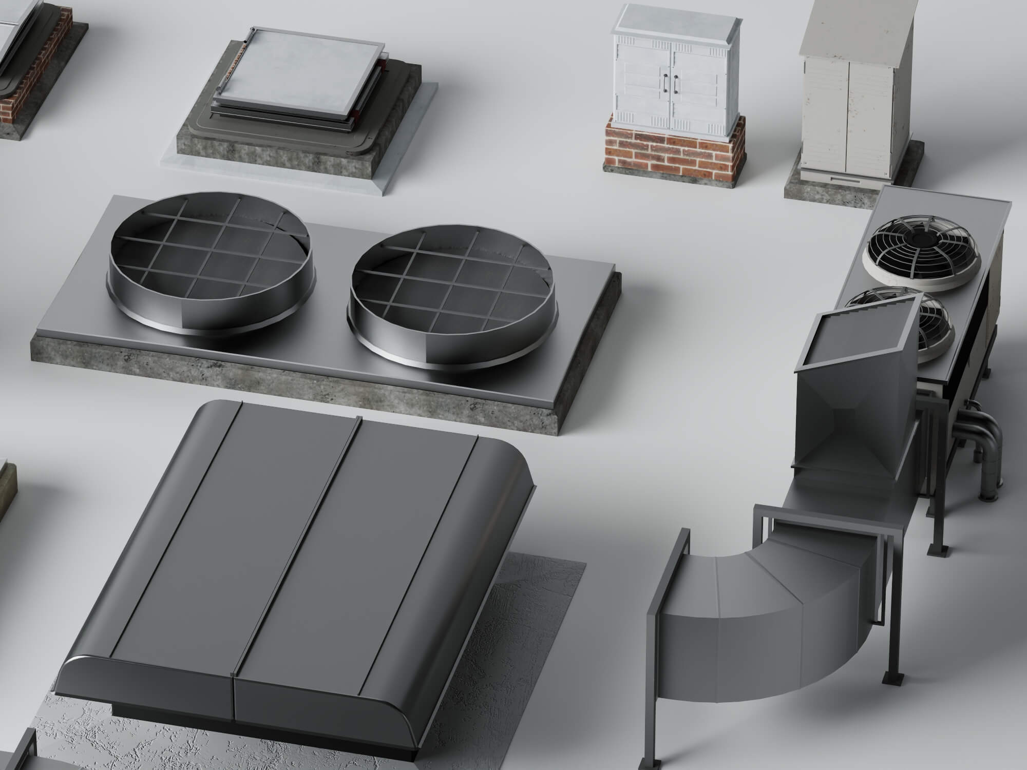 Rooftop HVAC Mechanical Pack 3D Model 3D Model