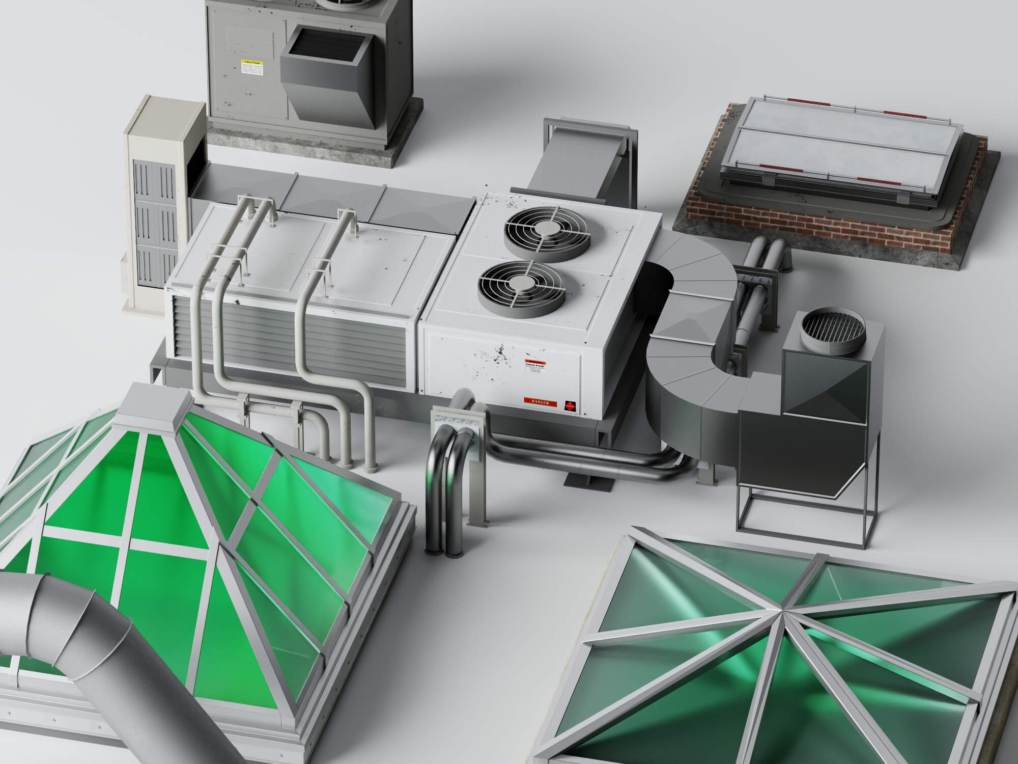 Rooftop HVAC Mechanical Pack 3D Model 3D Model