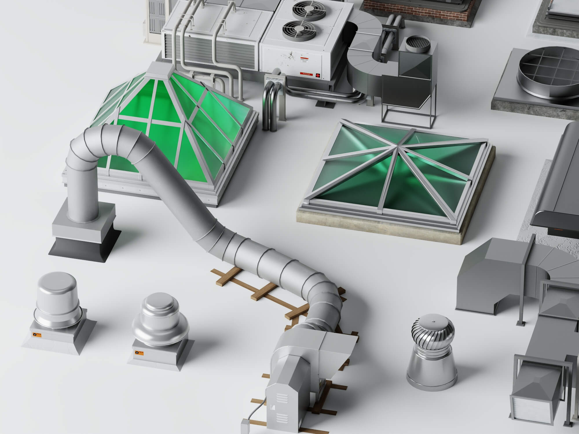 Rooftop HVAC Mechanical Pack 3D Model 3D Model