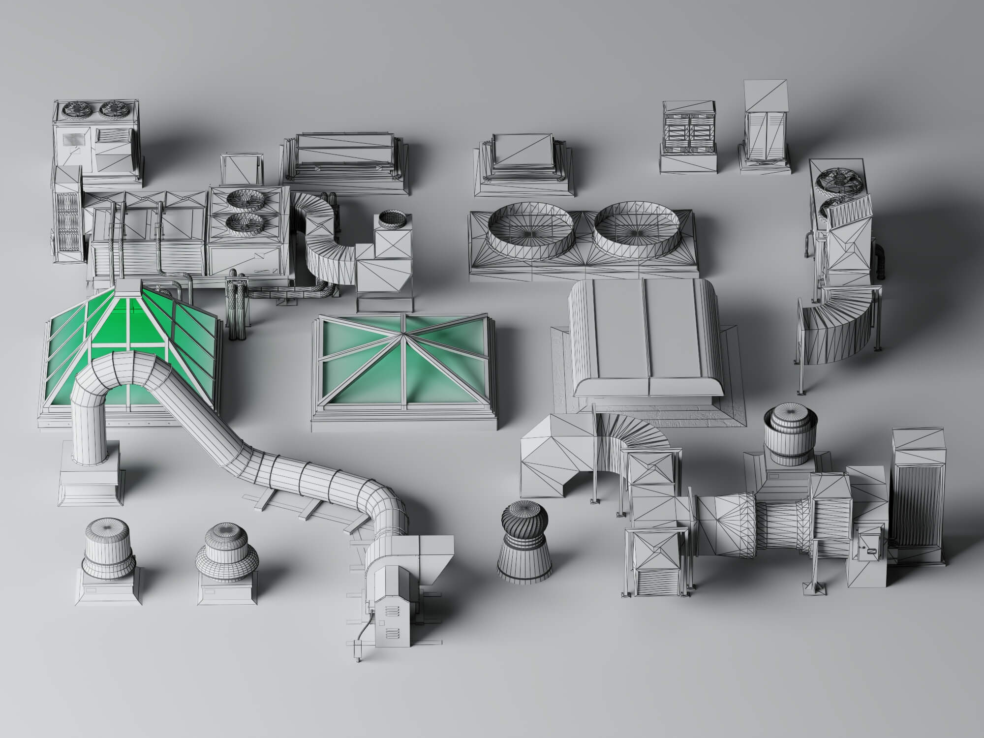 Rooftop HVAC Mechanical Pack 3D Model 3D Model