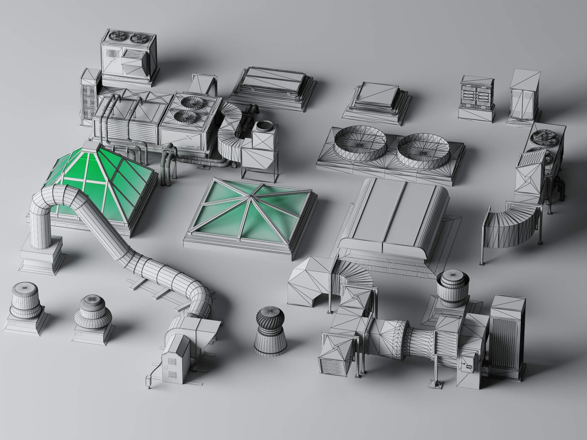 Rooftop HVAC Mechanical Pack 3D Model 3D Model