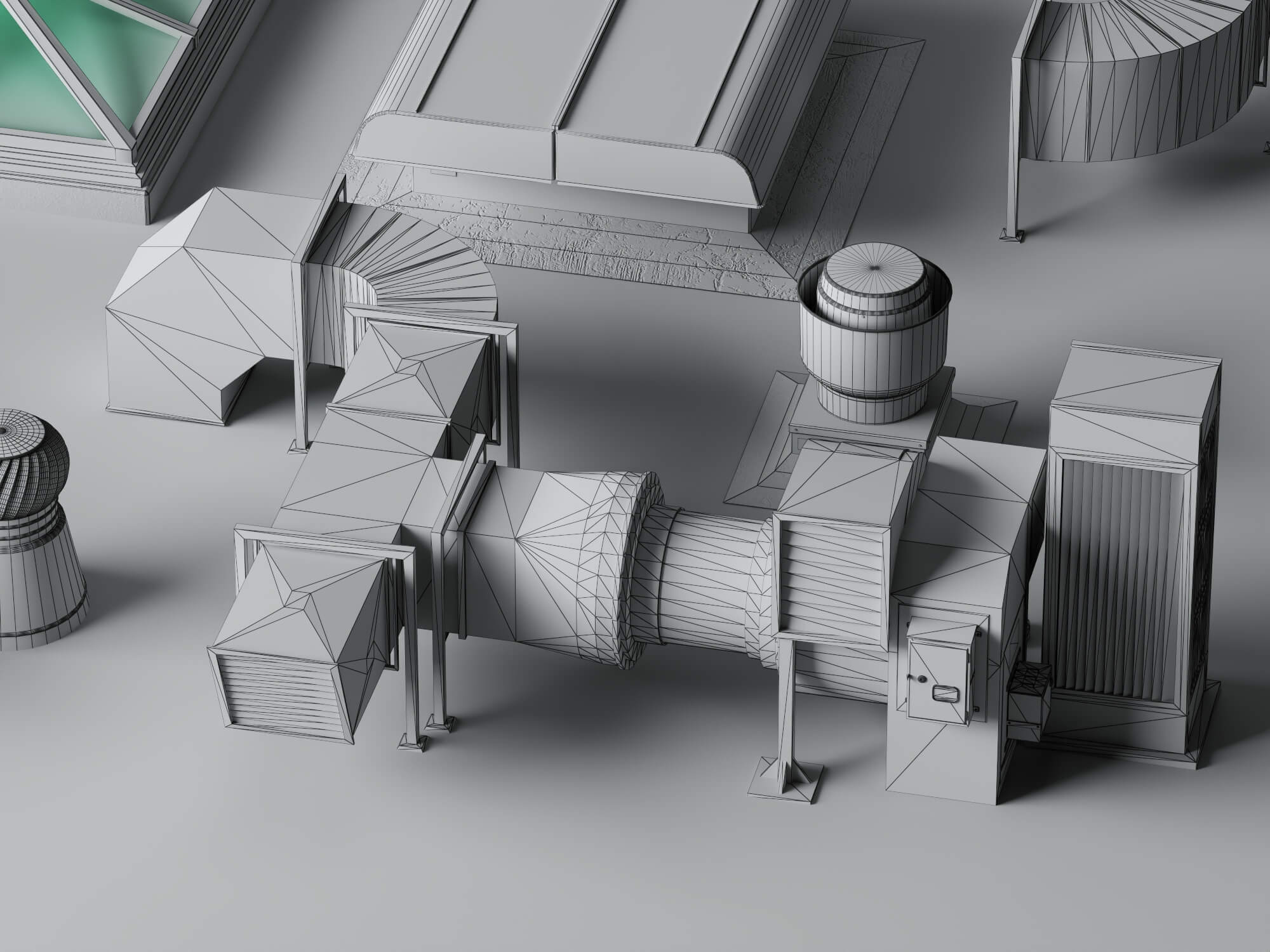 Rooftop HVAC Mechanical Pack 3D Model 3D Model