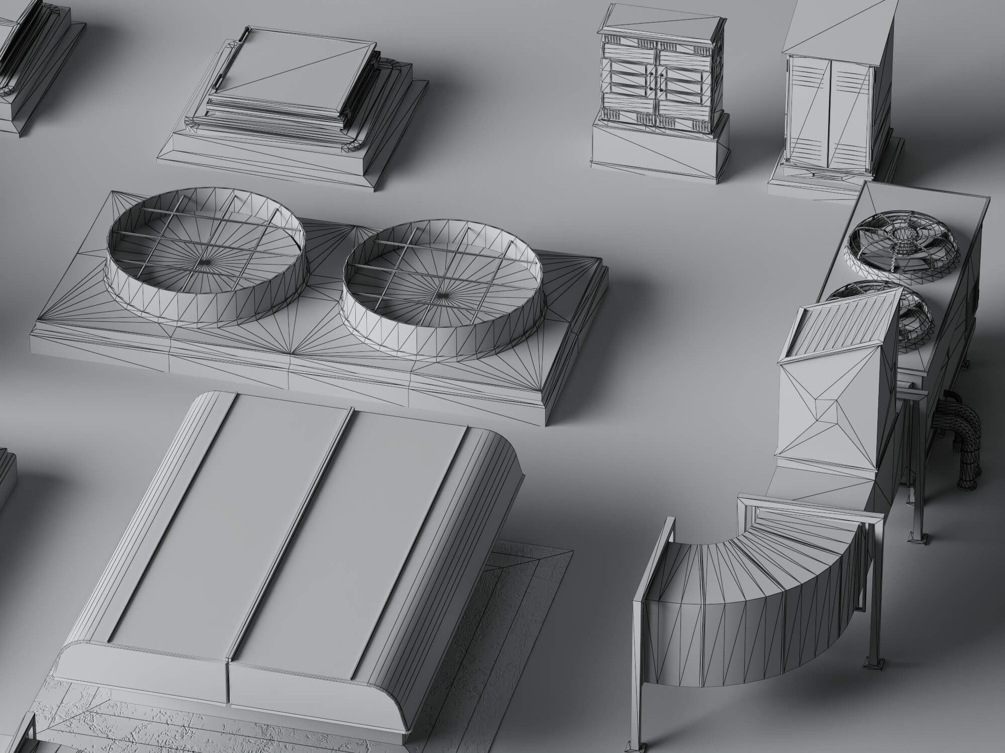 Rooftop HVAC Mechanical Pack 3D Model 3D Model