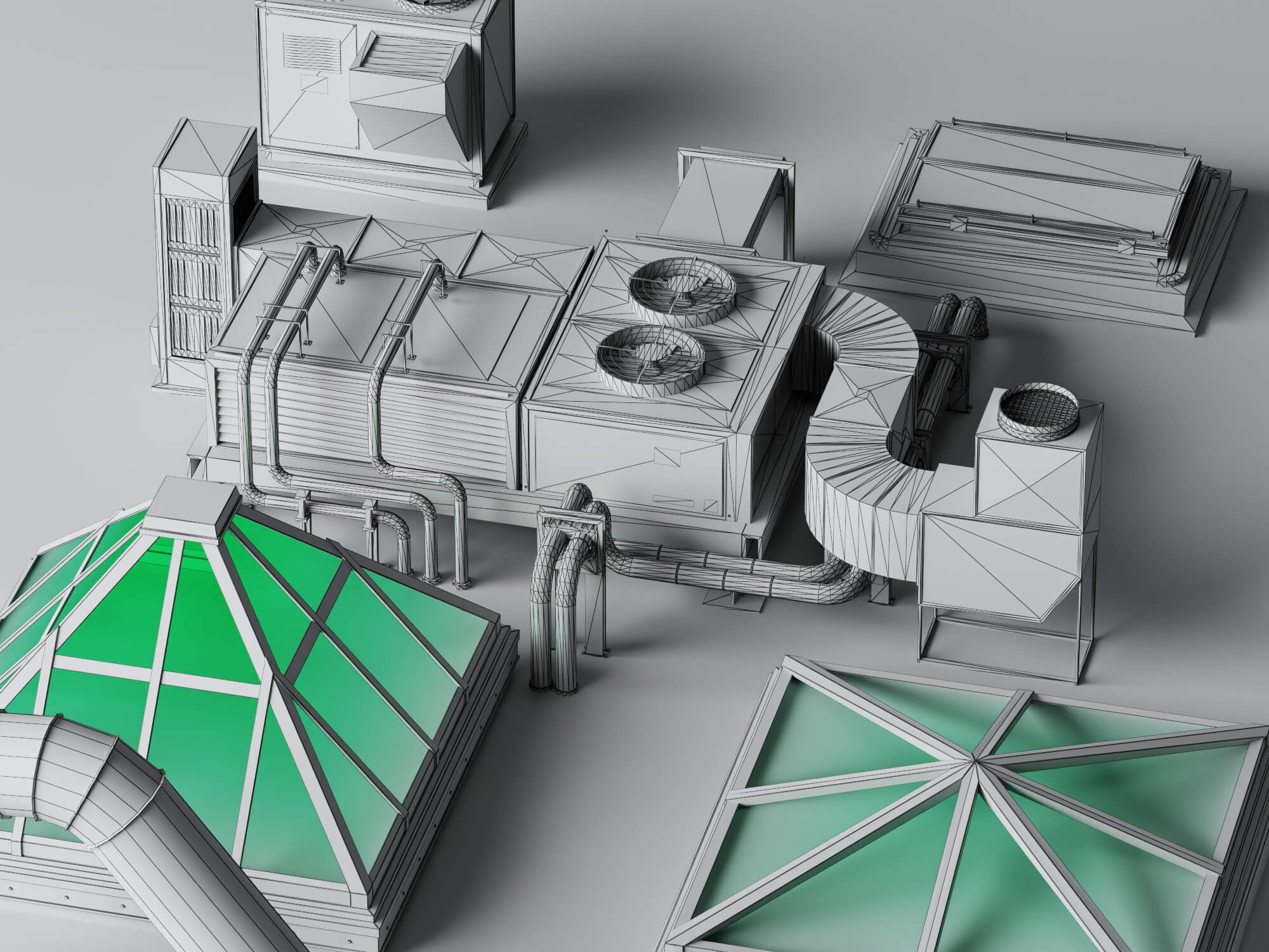 Rooftop HVAC Mechanical Pack 3D Model 3D Model