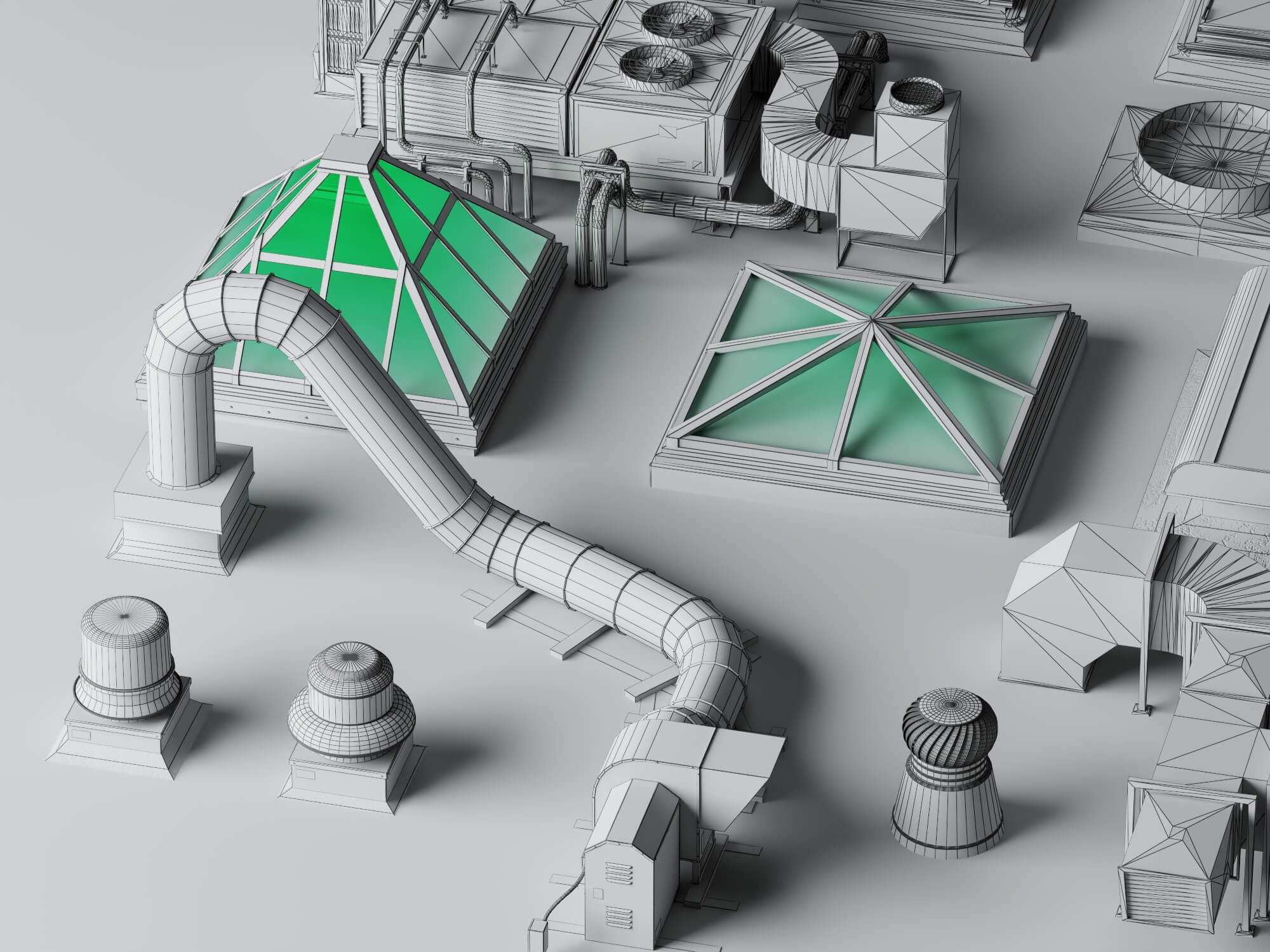 Rooftop HVAC Mechanical Pack 3D Model 3D Model