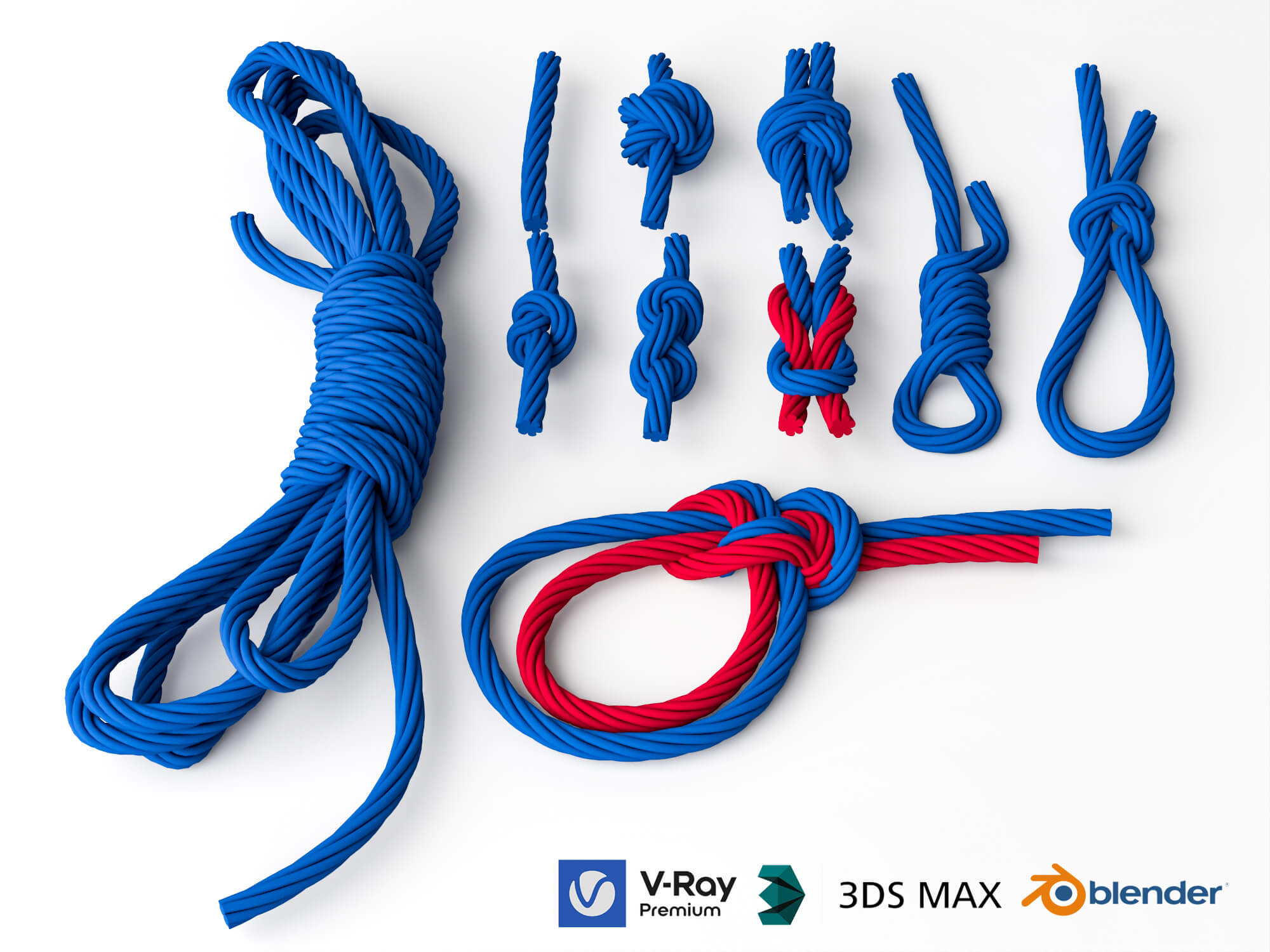 Rope Knots 3d Model Pack 3D Model