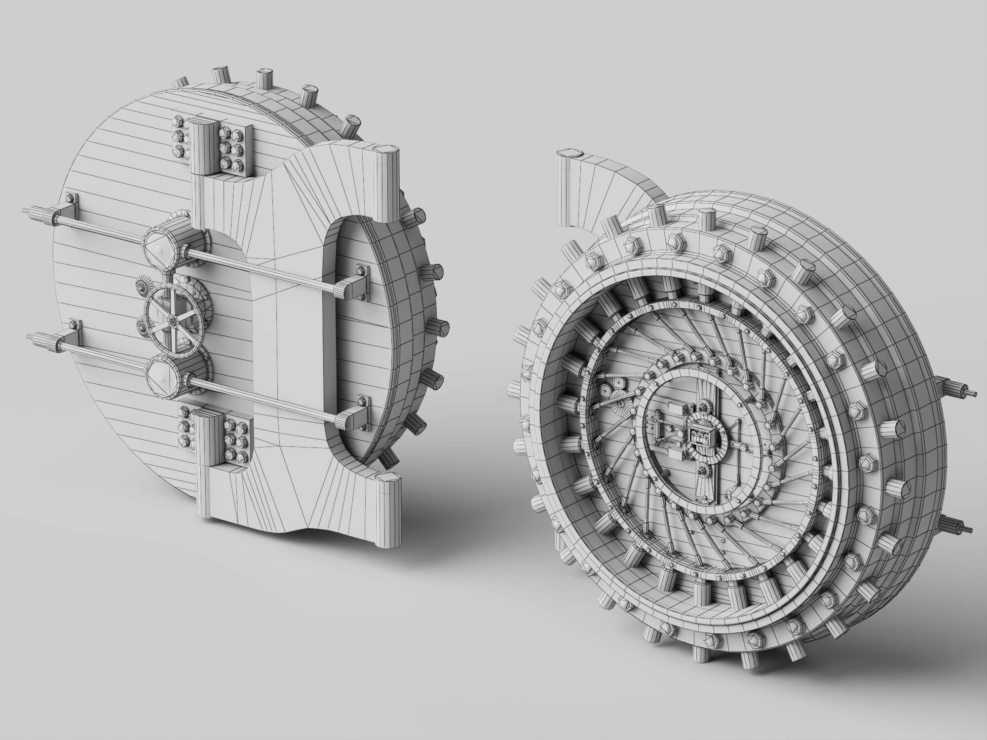 Round Bank Vault Door 3D Model 3D Model