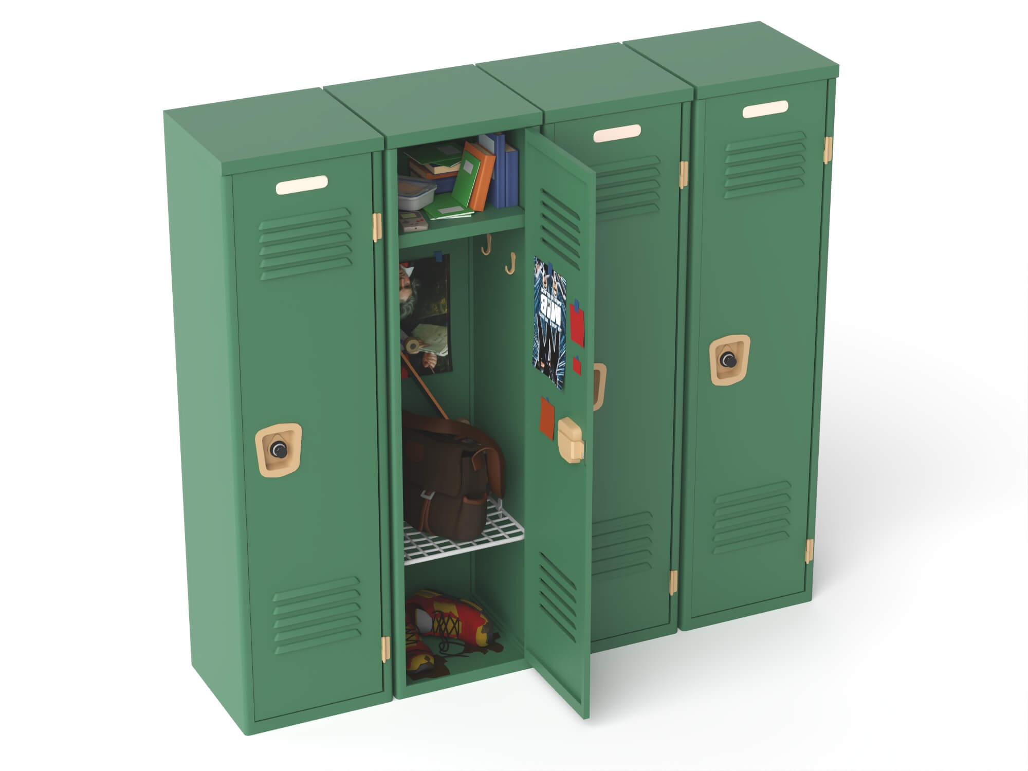 School Metal Locker Lowpoly 3D Model 3D Model
