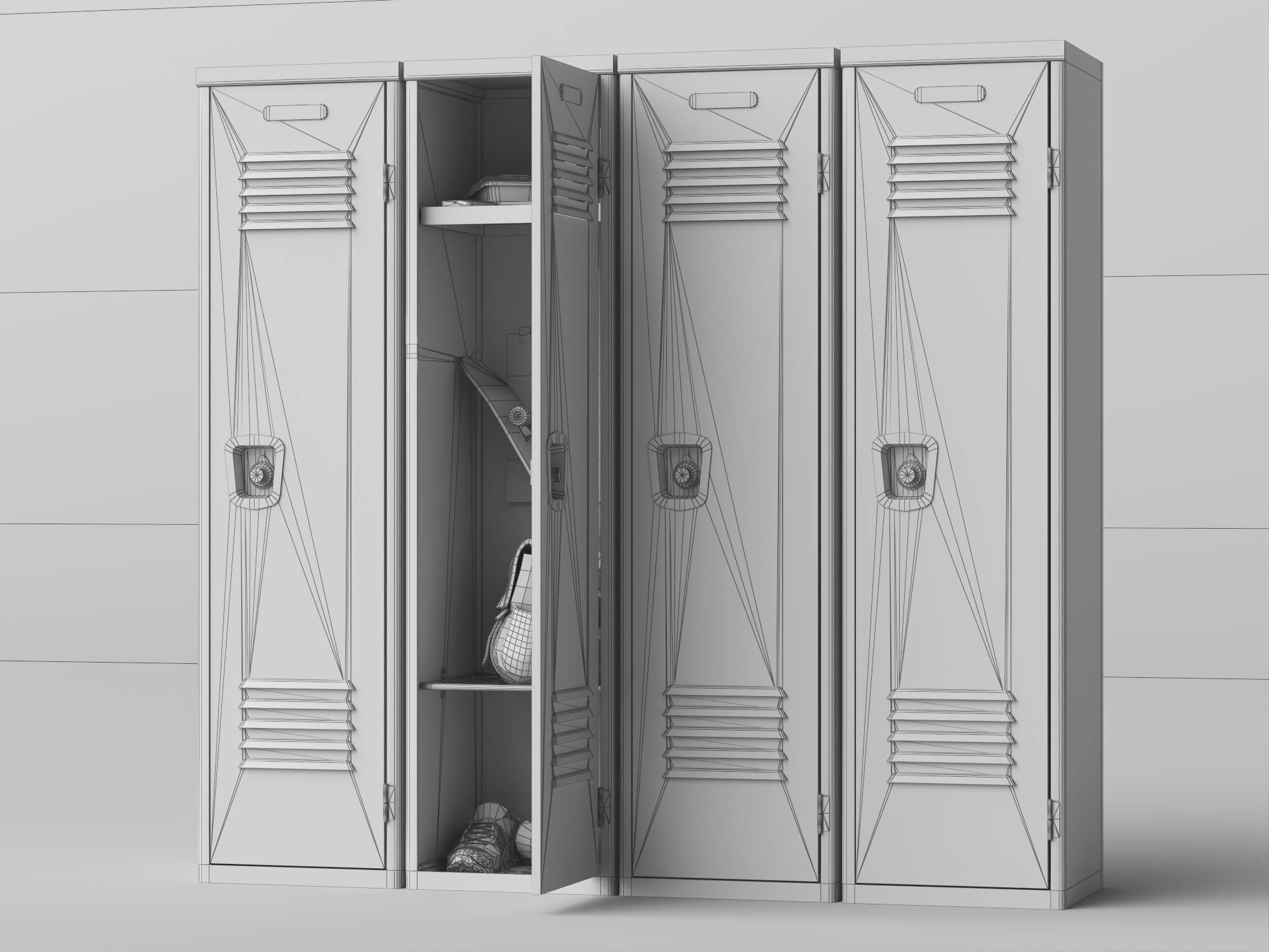 School Metal Locker Lowpoly 3D Model 3D Model