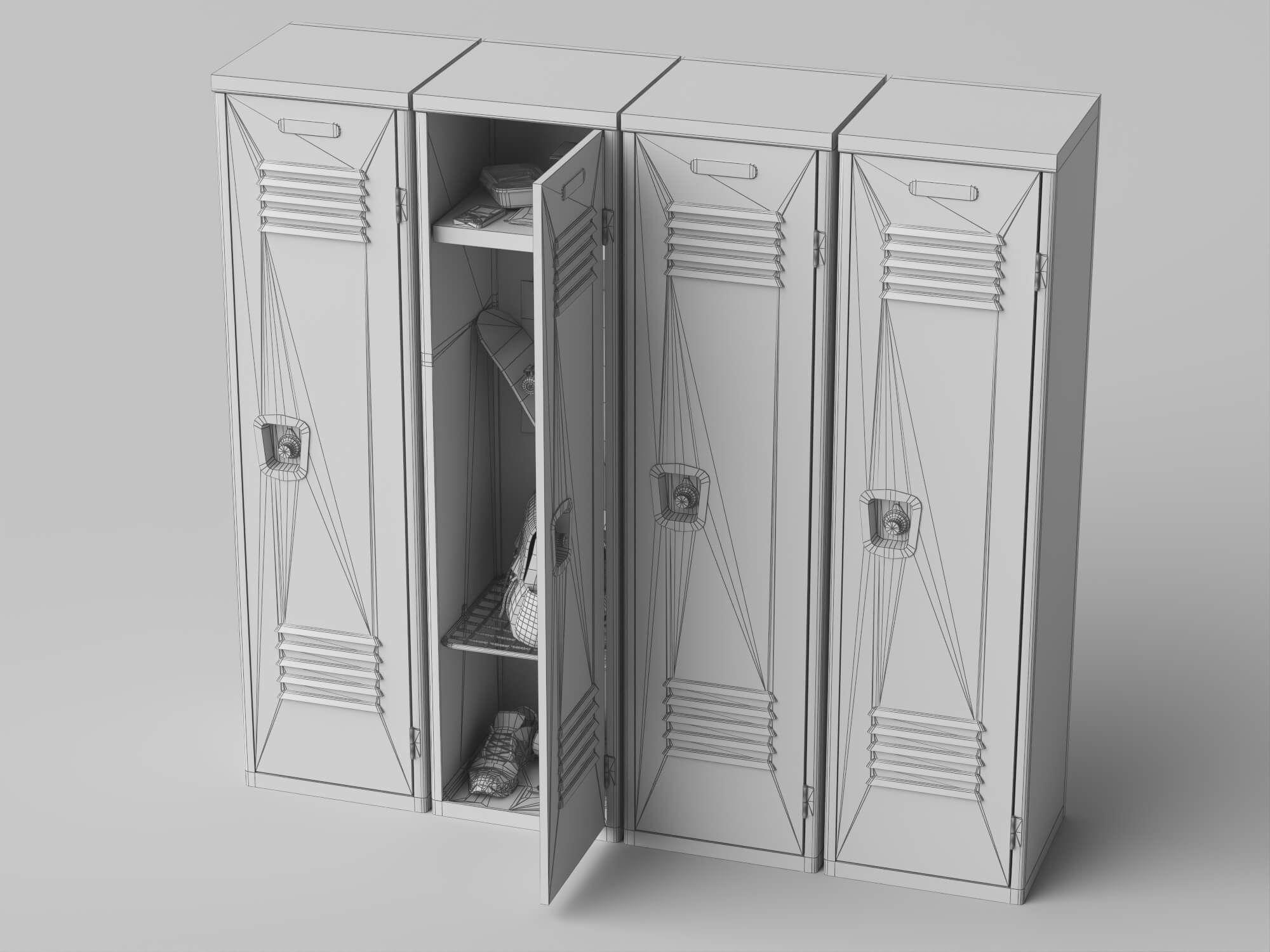 School Metal Locker Lowpoly 3D Model 3D Model