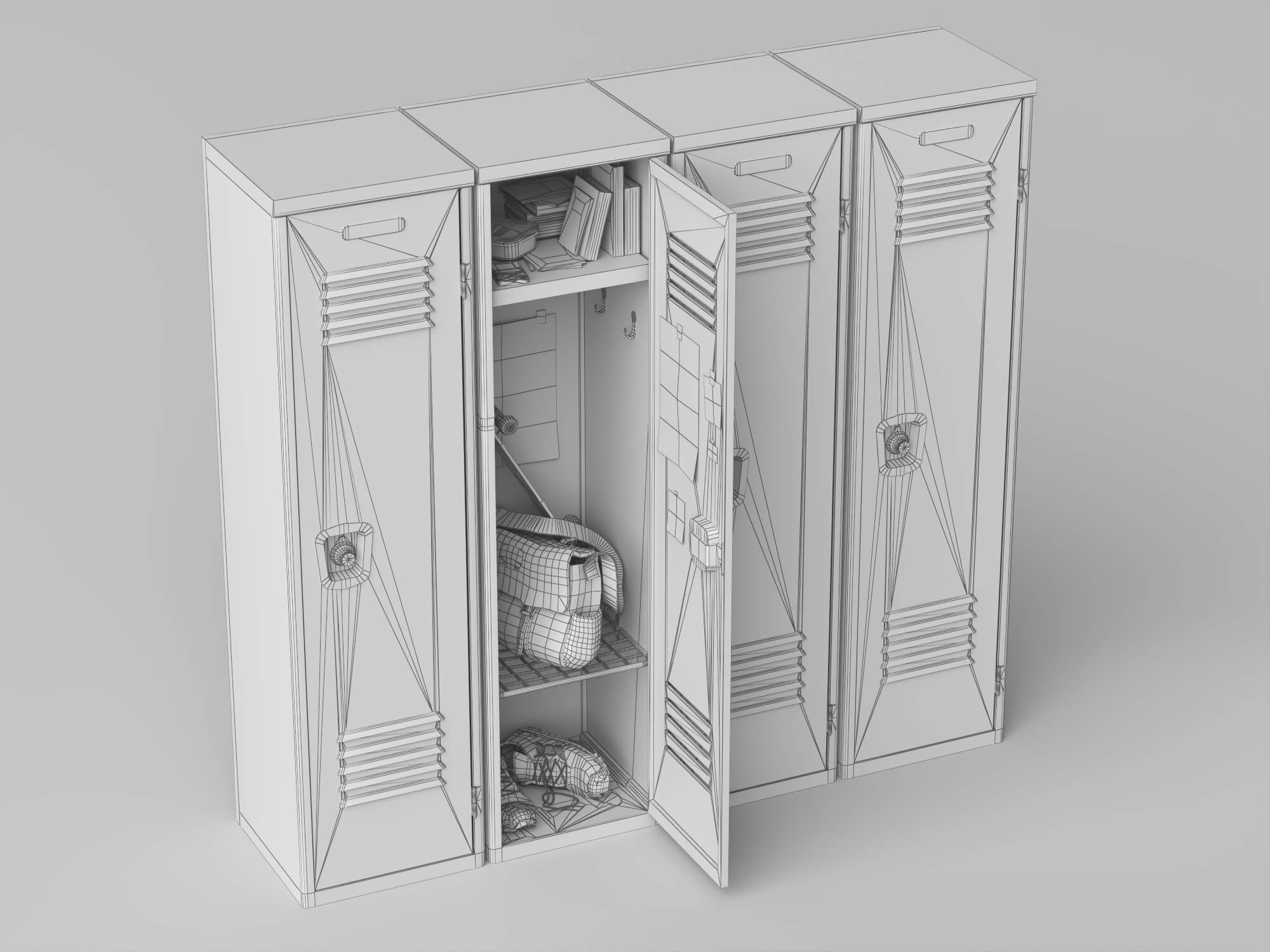School Metal Locker Lowpoly 3D Model 3D Model