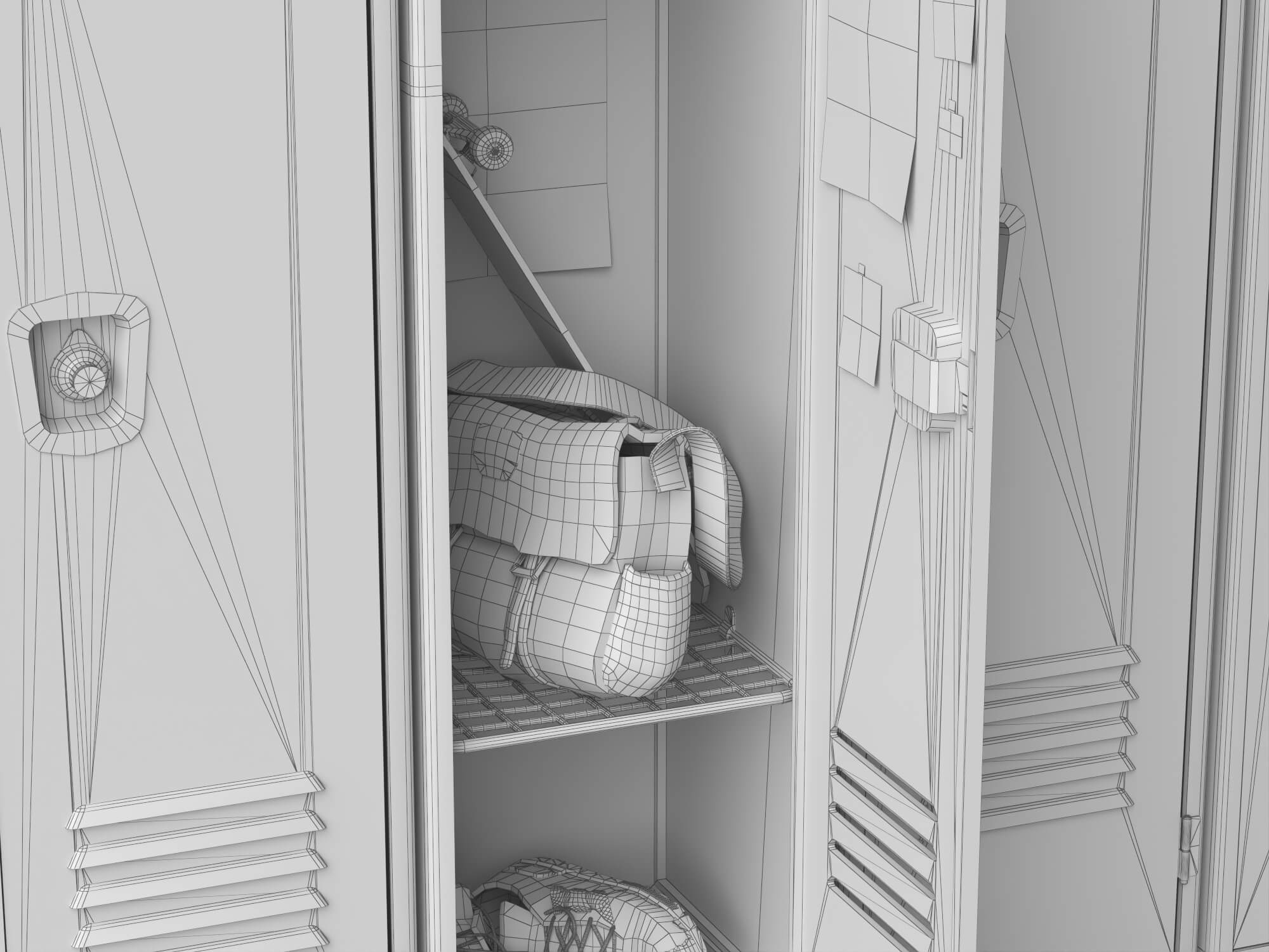 School Metal Locker Lowpoly 3D Model 3D Model