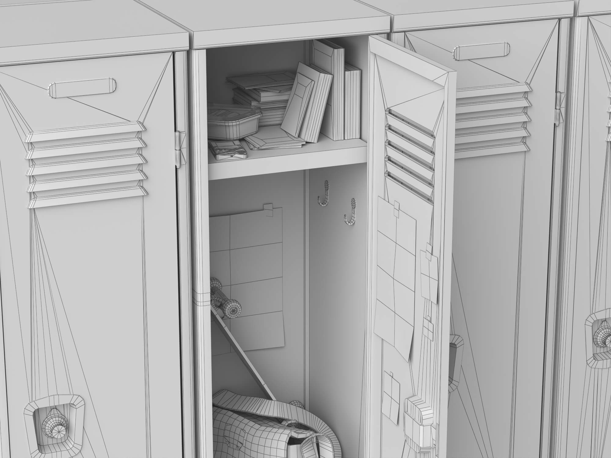 School Metal Locker Lowpoly 3D Model 3D Model