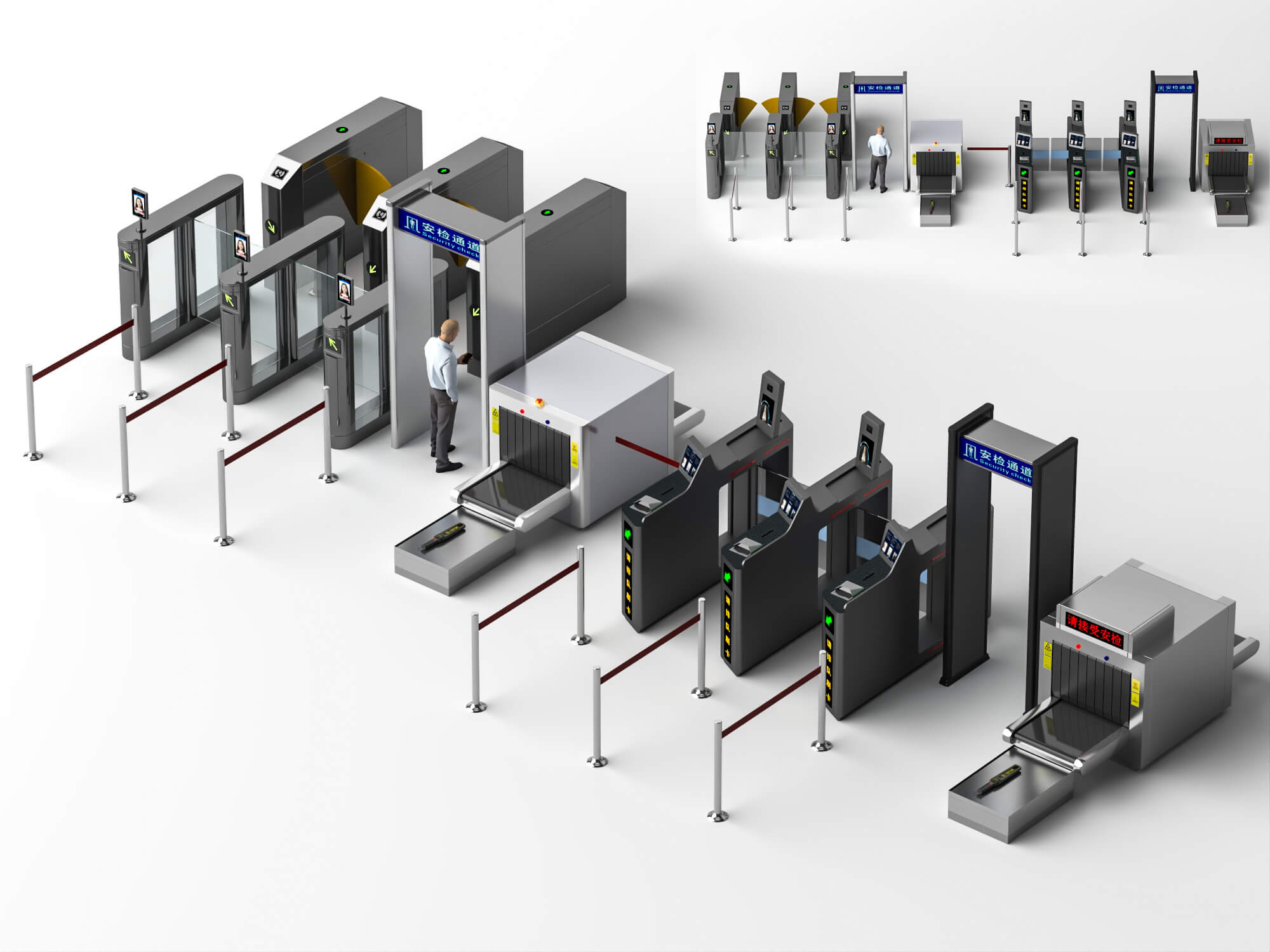 Security Checkpoint Gate and Scanner Asset Pack 3D Model