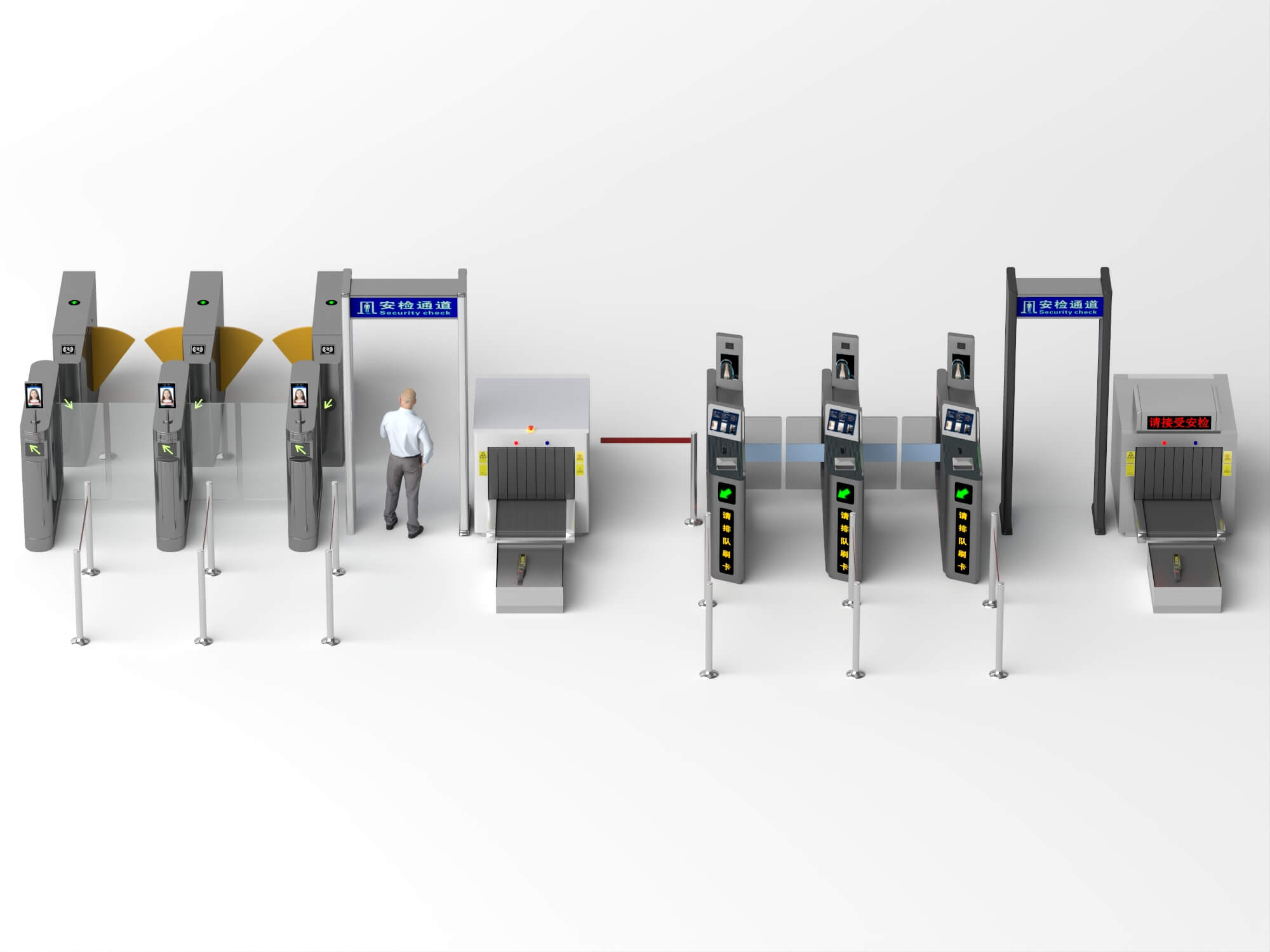 Security Checkpoint Gate and Scanner Asset Pack 3D Model