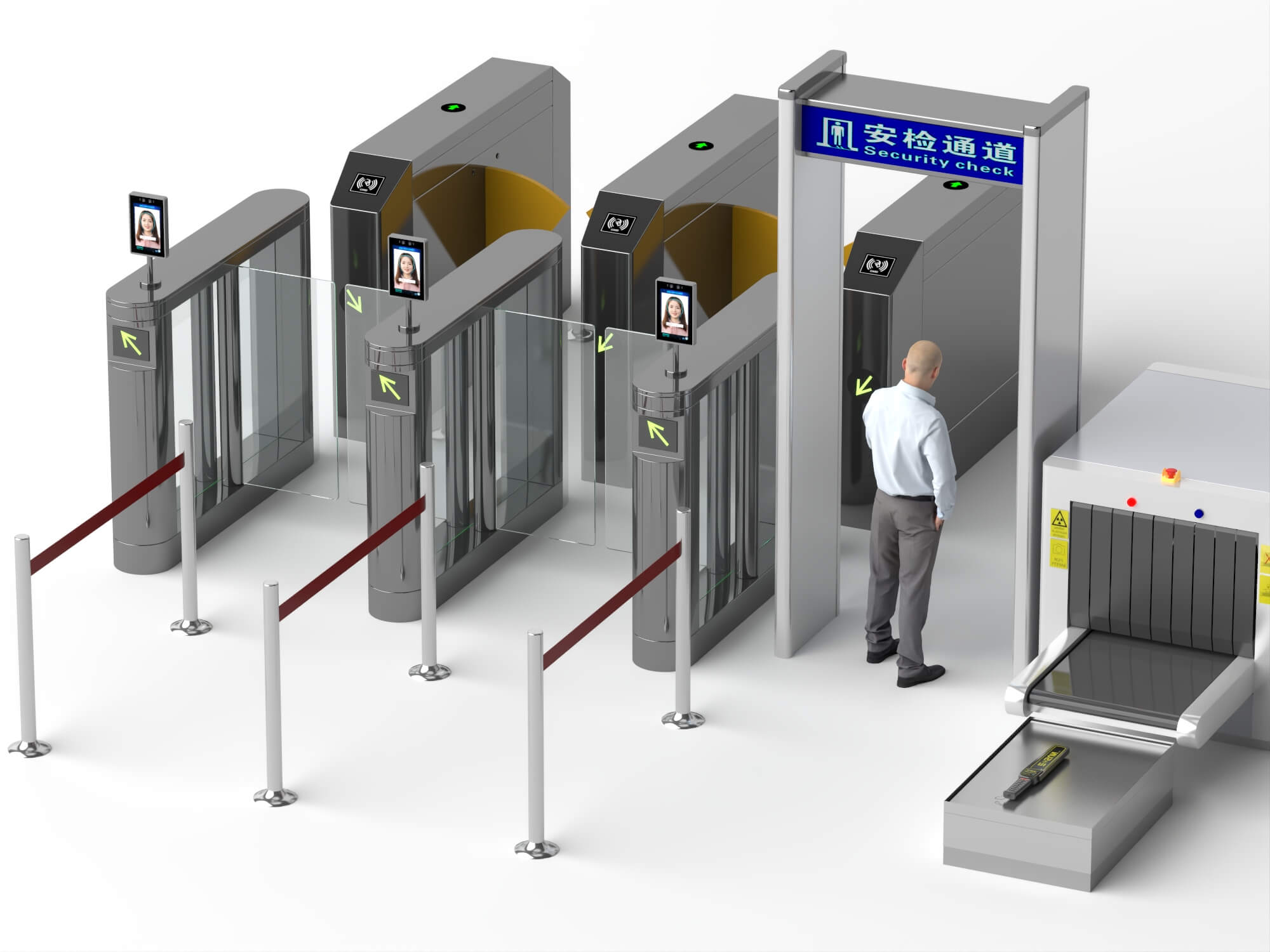 Security Checkpoint Gate and Scanner Asset Pack 3D Model
