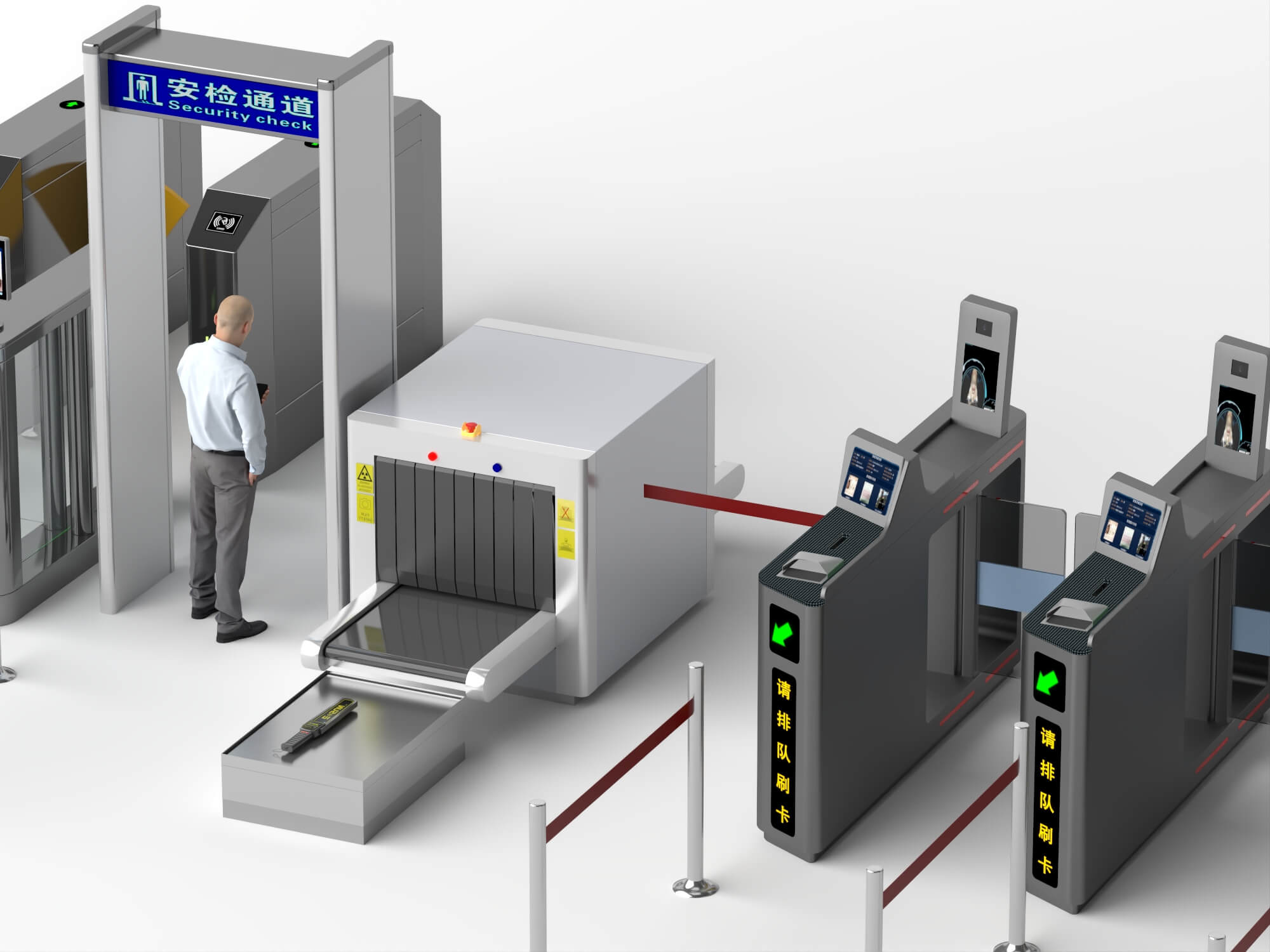 Security Checkpoint Gate and Scanner Asset Pack 3D Model