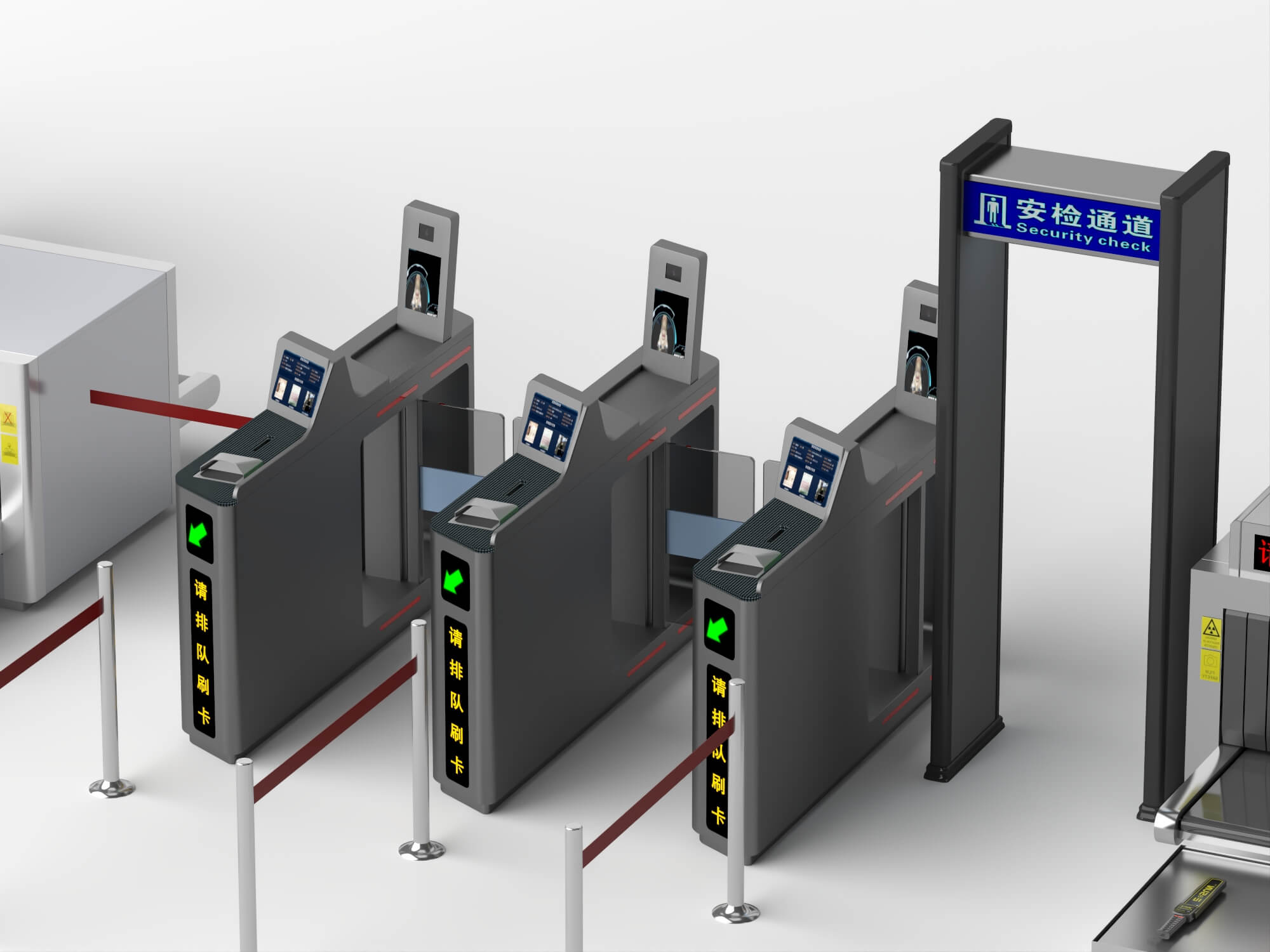 Security Checkpoint Gate and Scanner Asset Pack 3D Model