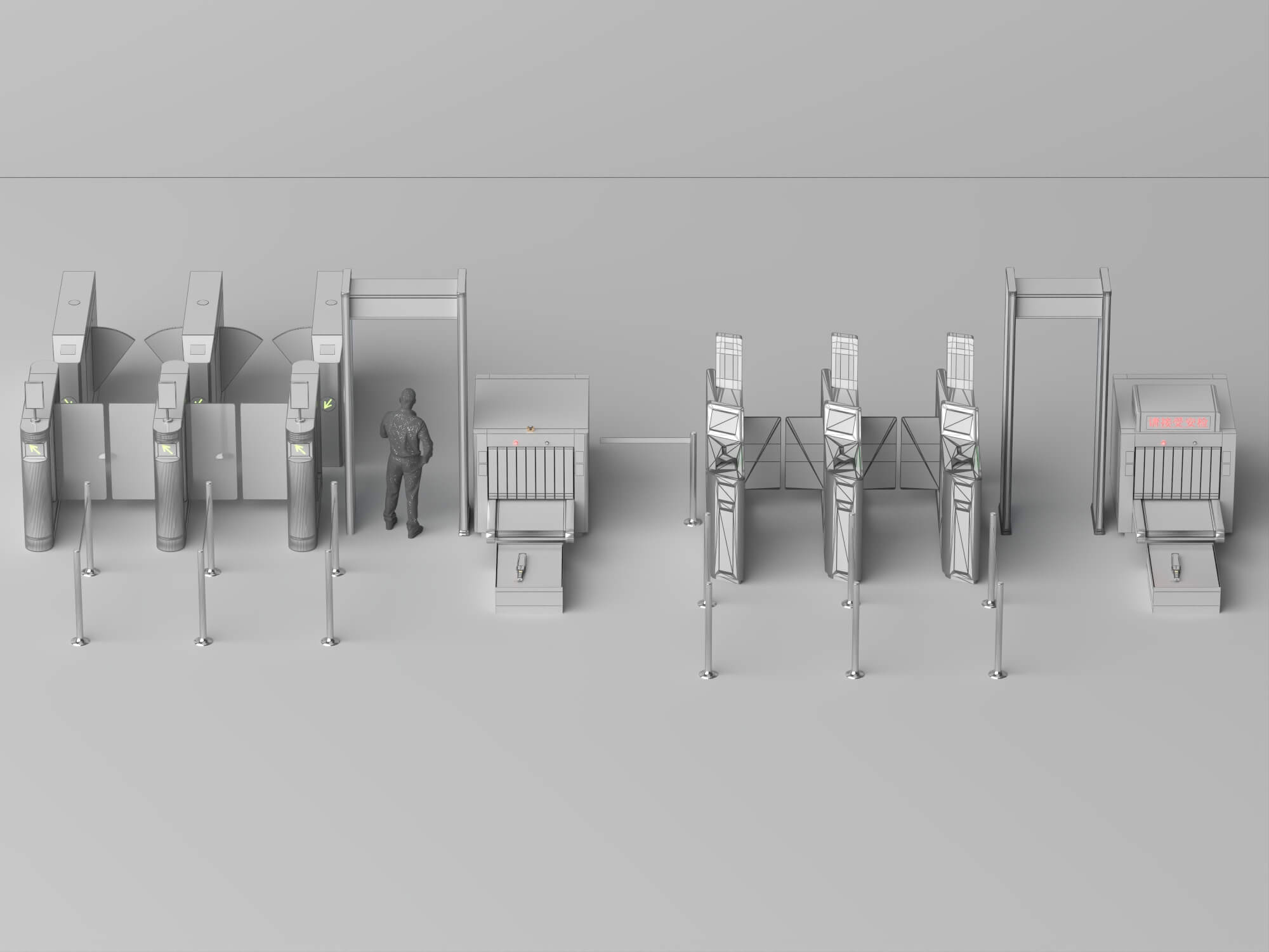 Security Checkpoint Gate and Scanner Asset Pack 3D Model