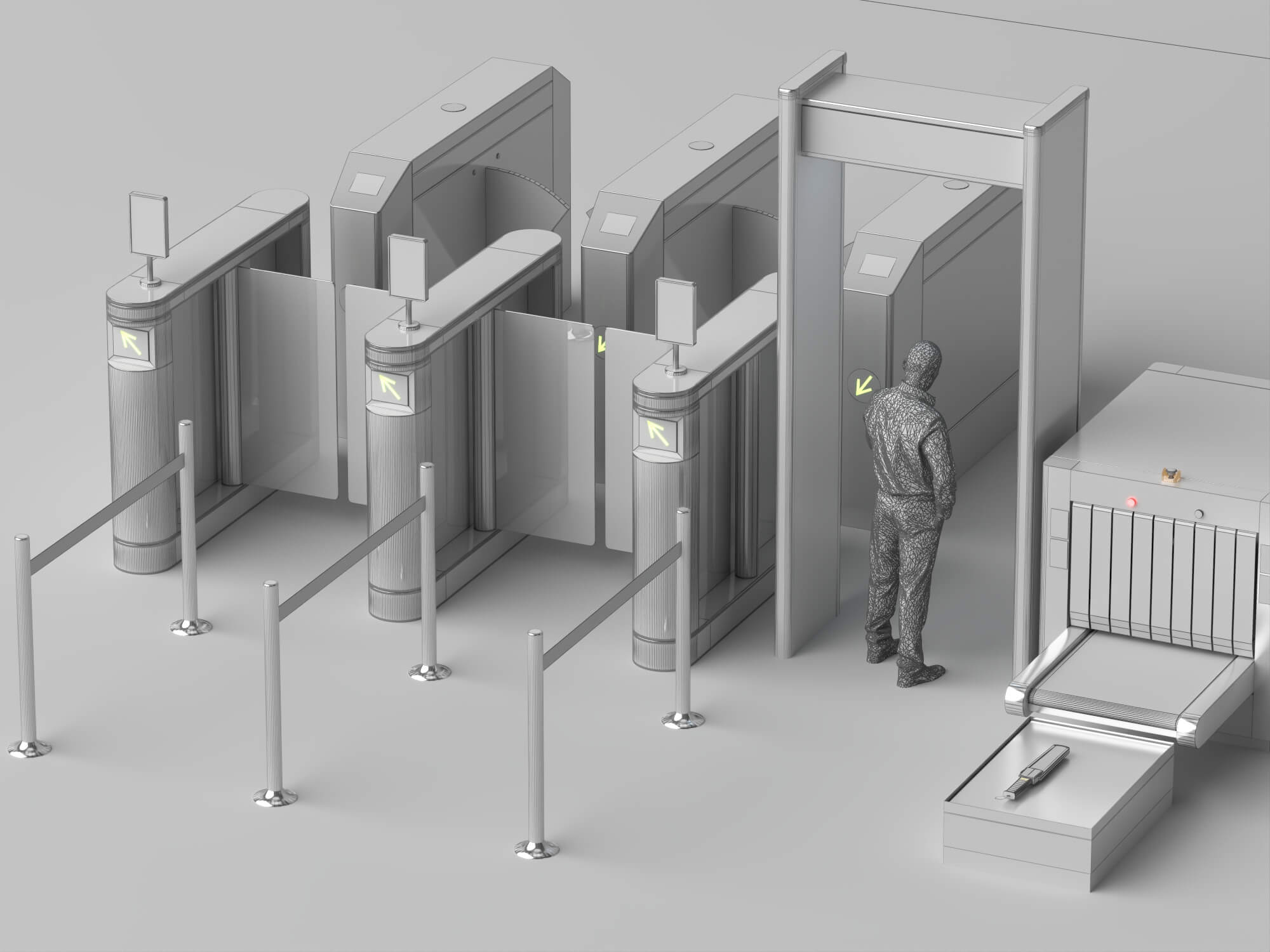 Security Checkpoint Gate and Scanner Asset Pack 3D Model