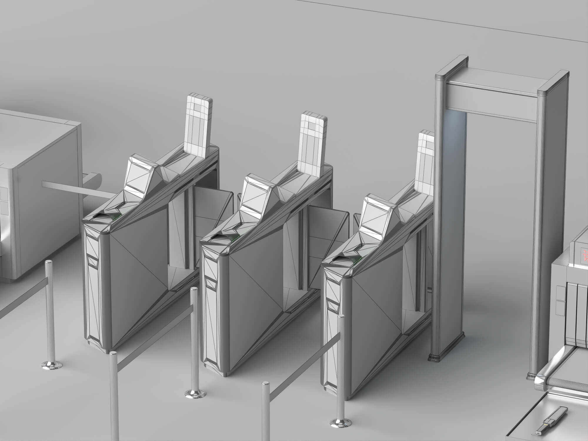 Security Checkpoint Gate and Scanner Asset Pack 3D Model