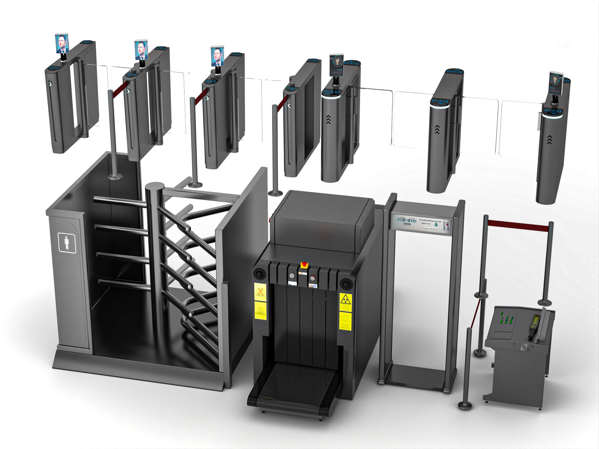 Security Turnstile and Access Control Equipment Pack 3D Model