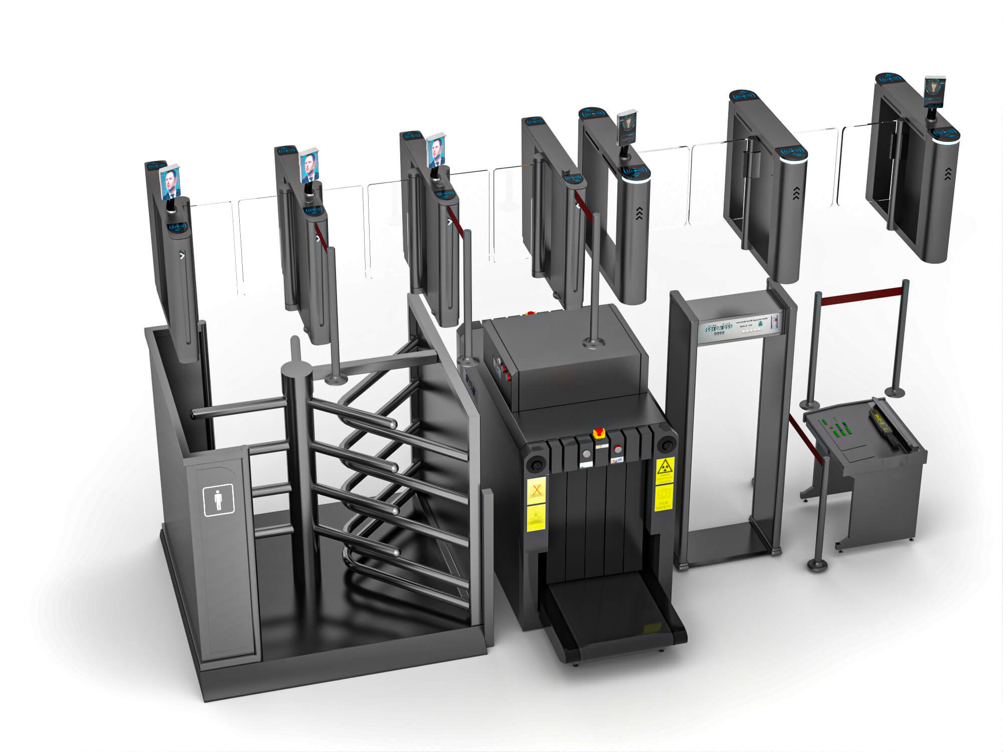 Security Turnstile and Access Control Equipment Pack 3D Model