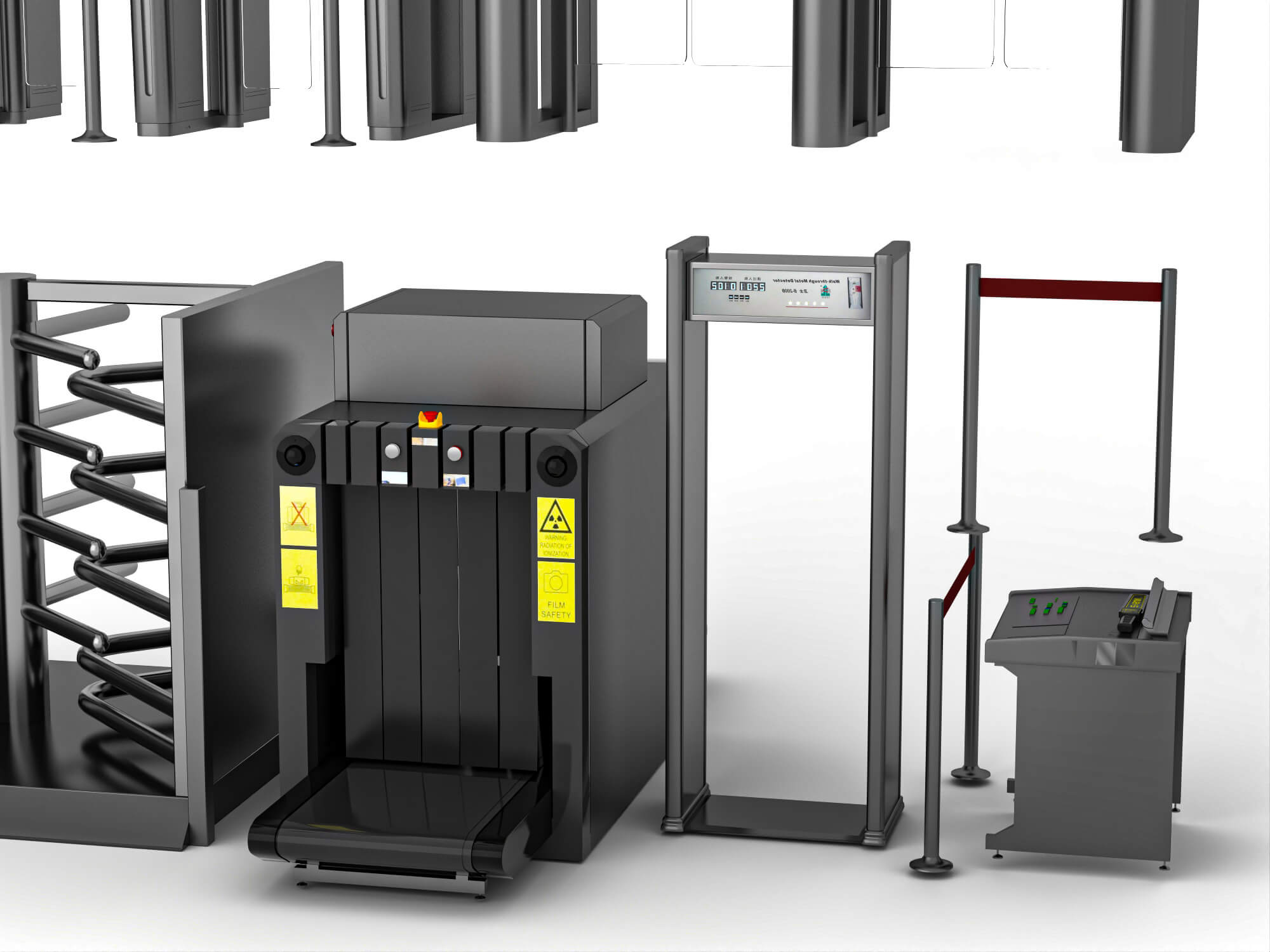 Security Turnstile and Access Control Equipment Pack 3D Model