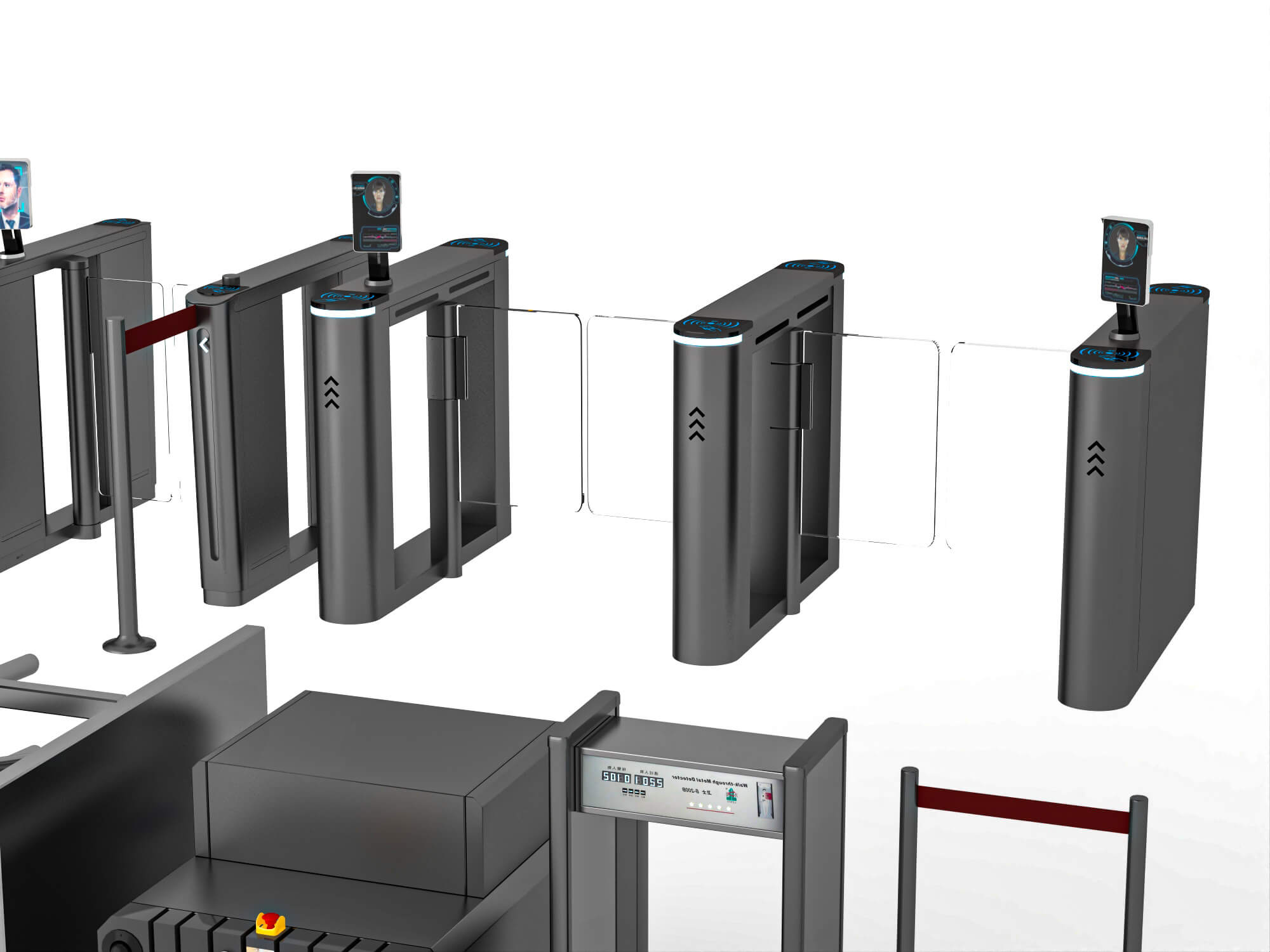 Security Turnstile and Access Control Equipment Pack 3D Model