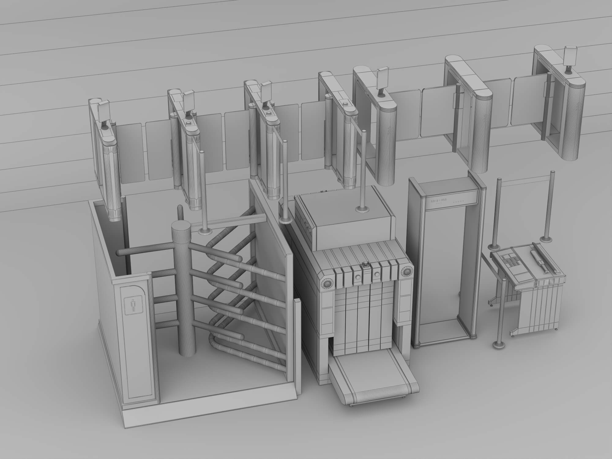 Security Turnstile and Access Control Equipment Pack 3D Model